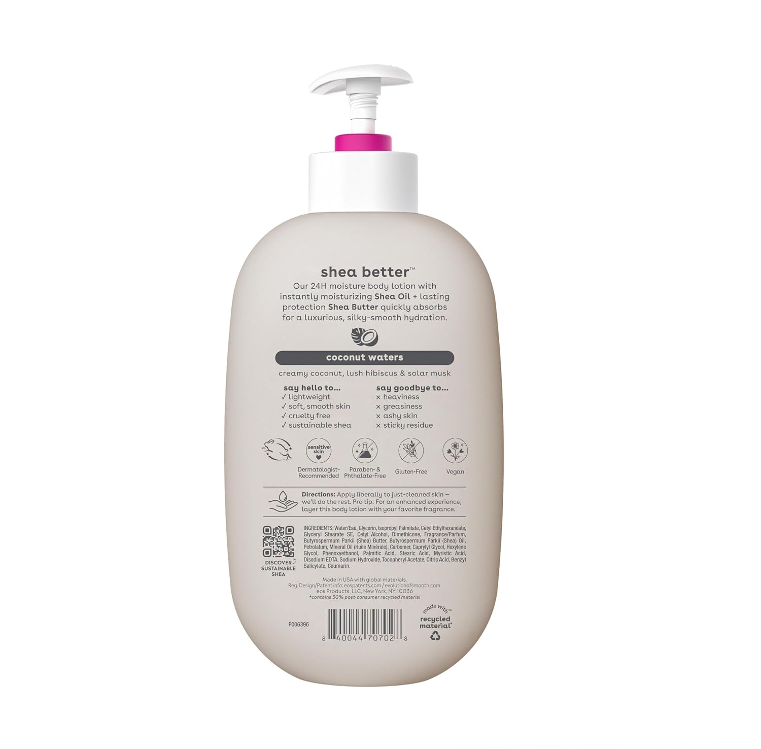 Bundle of Eos Shea Better Hand Cream & Body Lotion - Coconut, Natural Shea Butter Hand Lotion and Skin Care, 24 Hour Hydration with Shea Butter & Oil