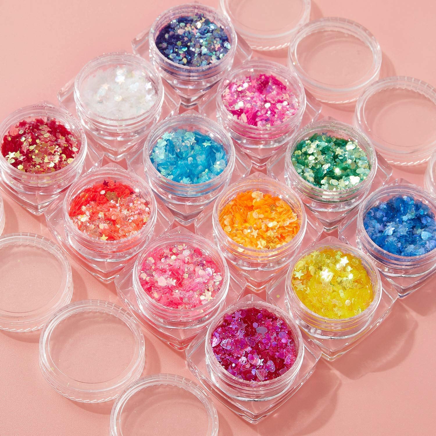 Makartt Nail Decoration Set, 4 Boxes Glitter Sequins & Rhinestones for Spring, Summer, Nail Art, DIY Nail Decoration Accessories Kit
