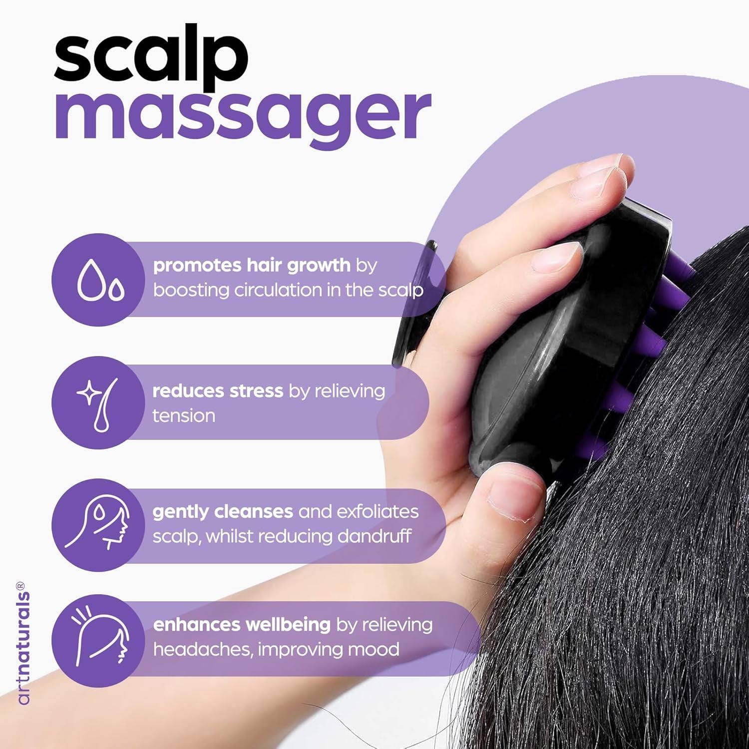 Artnaturals Organic Rosemary & Castor Hair Growth Oil + Scalp Massager Set – Hair Styling Oils for Dry, Itchy Scalp, Thickening & Hydration - Scalp Oil Products for Damaged Hair & Split Ends – 4.0 Oz
