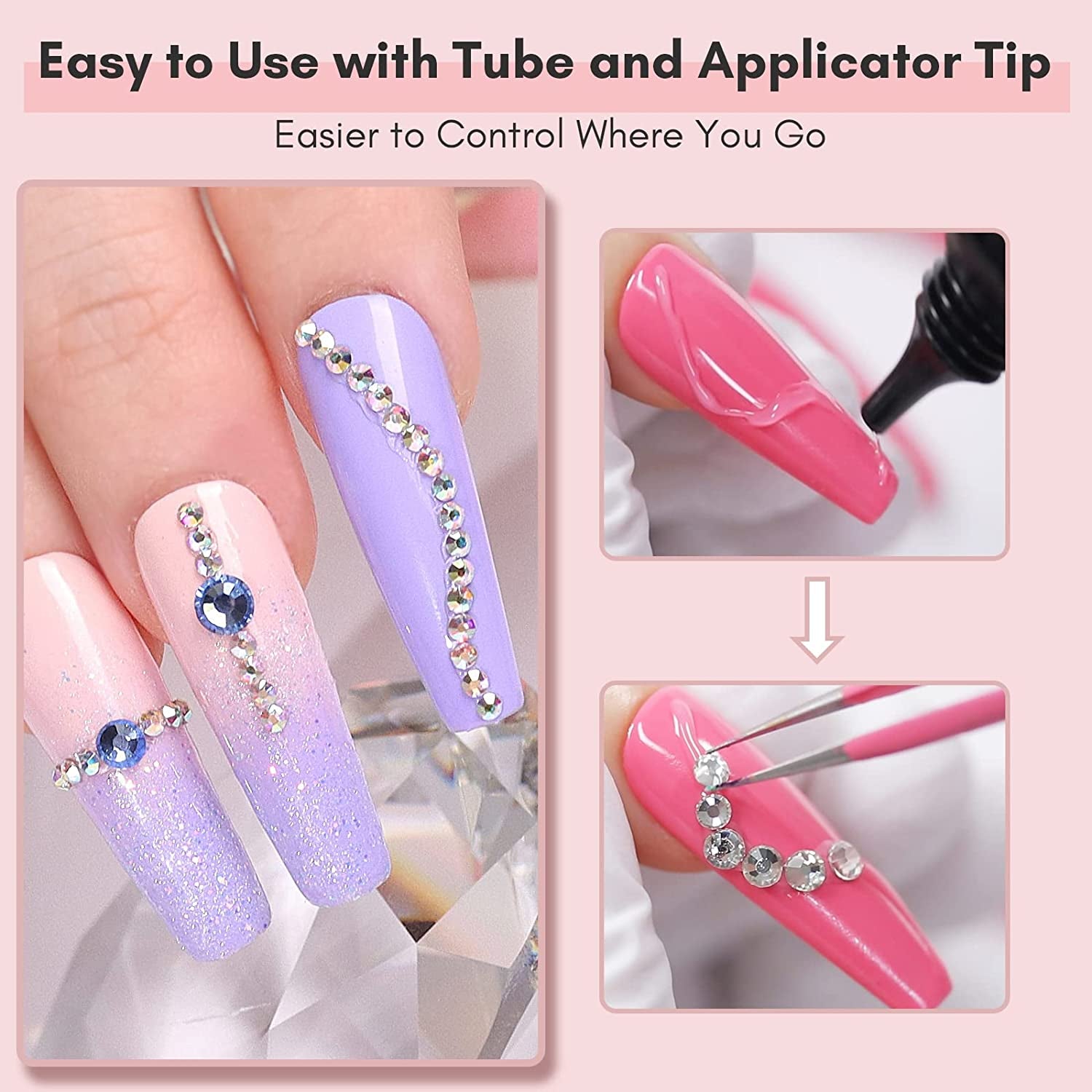 Makartt Nail Rhinestone Glue for Nails: Super Strong Gel Nail Glue for Decorations Nail Charm 3D Nails Bling Gel for Nail Gem Nail Art Jewel Diamonds 30ML Cured Need Beauty