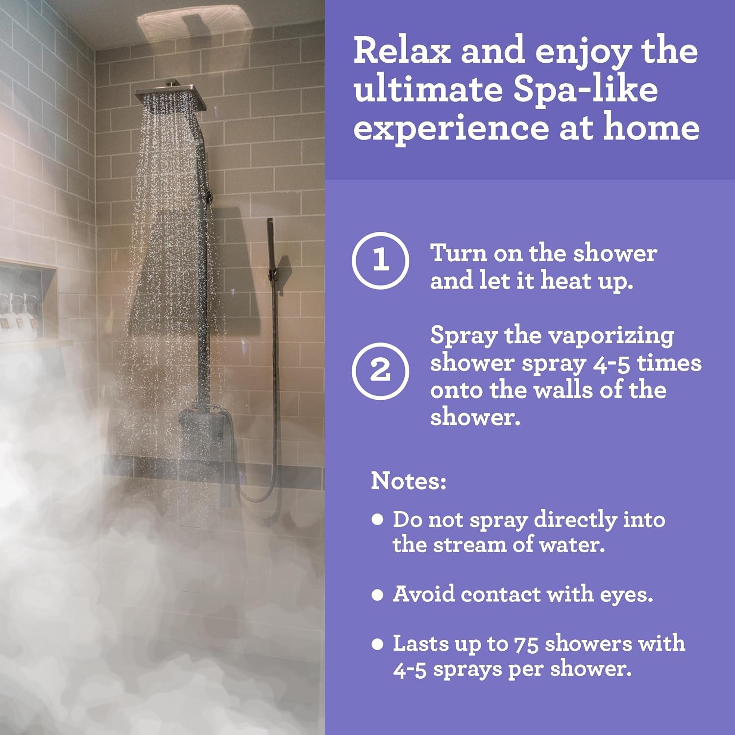 Gurunanda Relax Vaporizing Shower Spray, Natural Spa Mist & Room Spray with Lavender & Eucalyptus to Help with Stress Relief & Congestion Aid, 2 Fl Oz