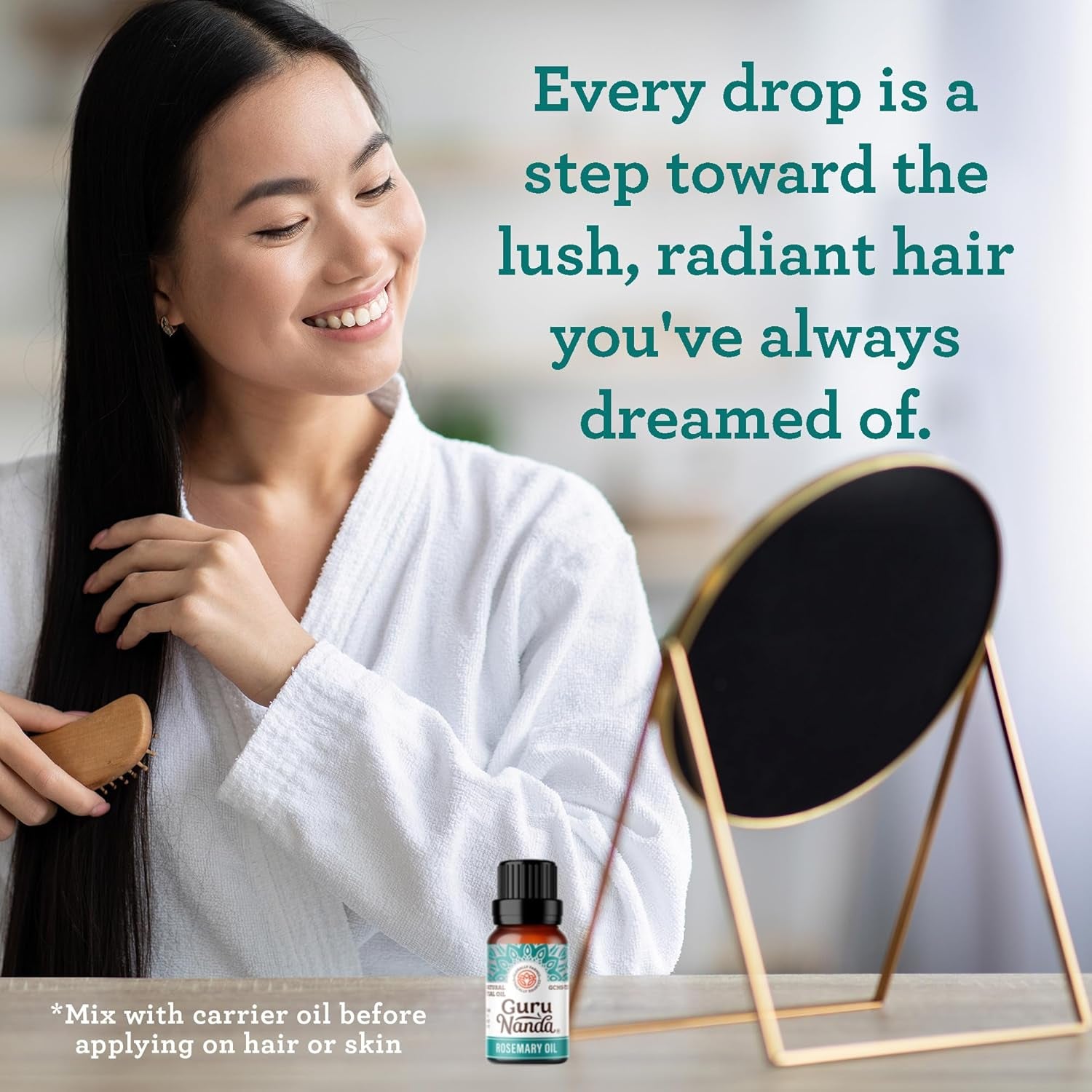 Gurunanda Rosemary Essential Oil - 100% Pure & Natural, Undiluted, Non-Gmo - for Hair, Skin & Aromatherapy Diffuser - 15ML