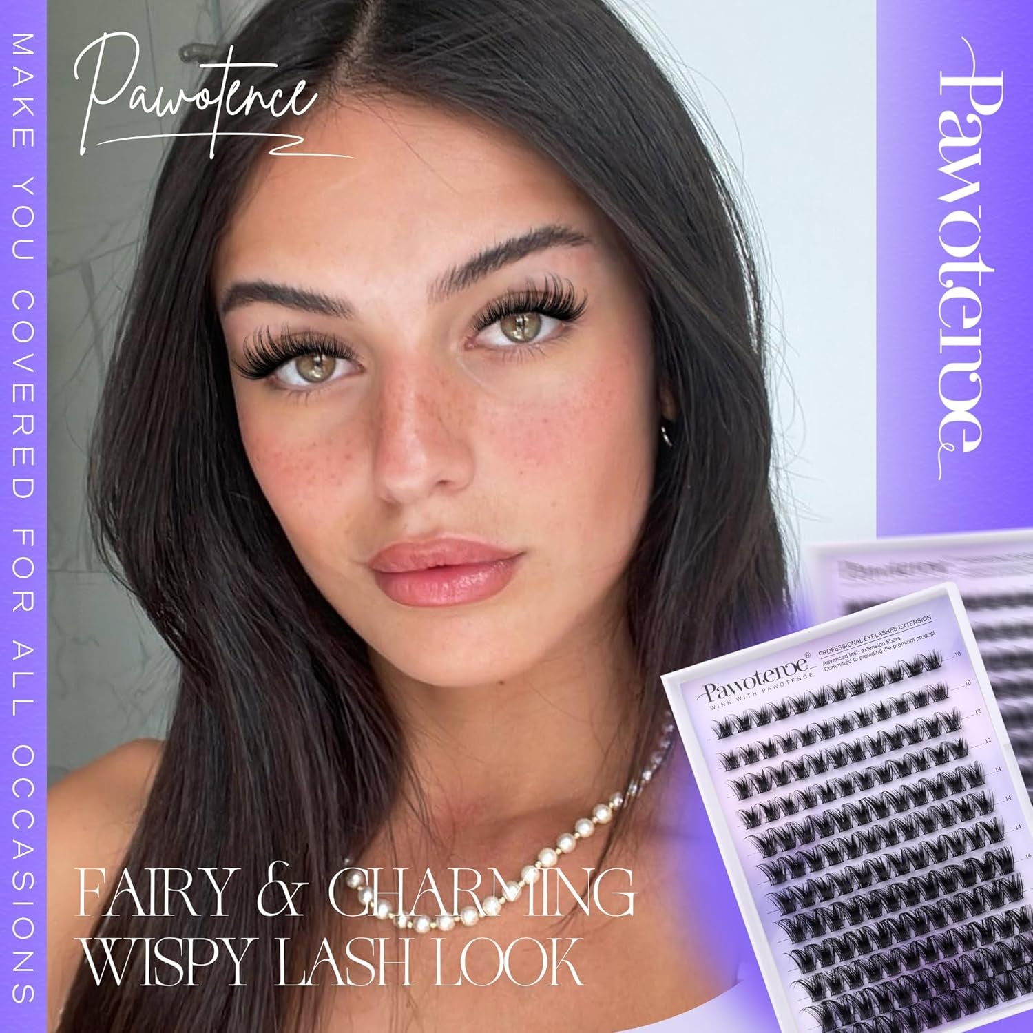 Pawotence Lash Clusters Wispy Cluster Eyelash Extensions 10-18Mm Individual Lashes D Curl Cluster Lashes Extension DIY Soft Comfortable Eyelash Clusters with Thin Band