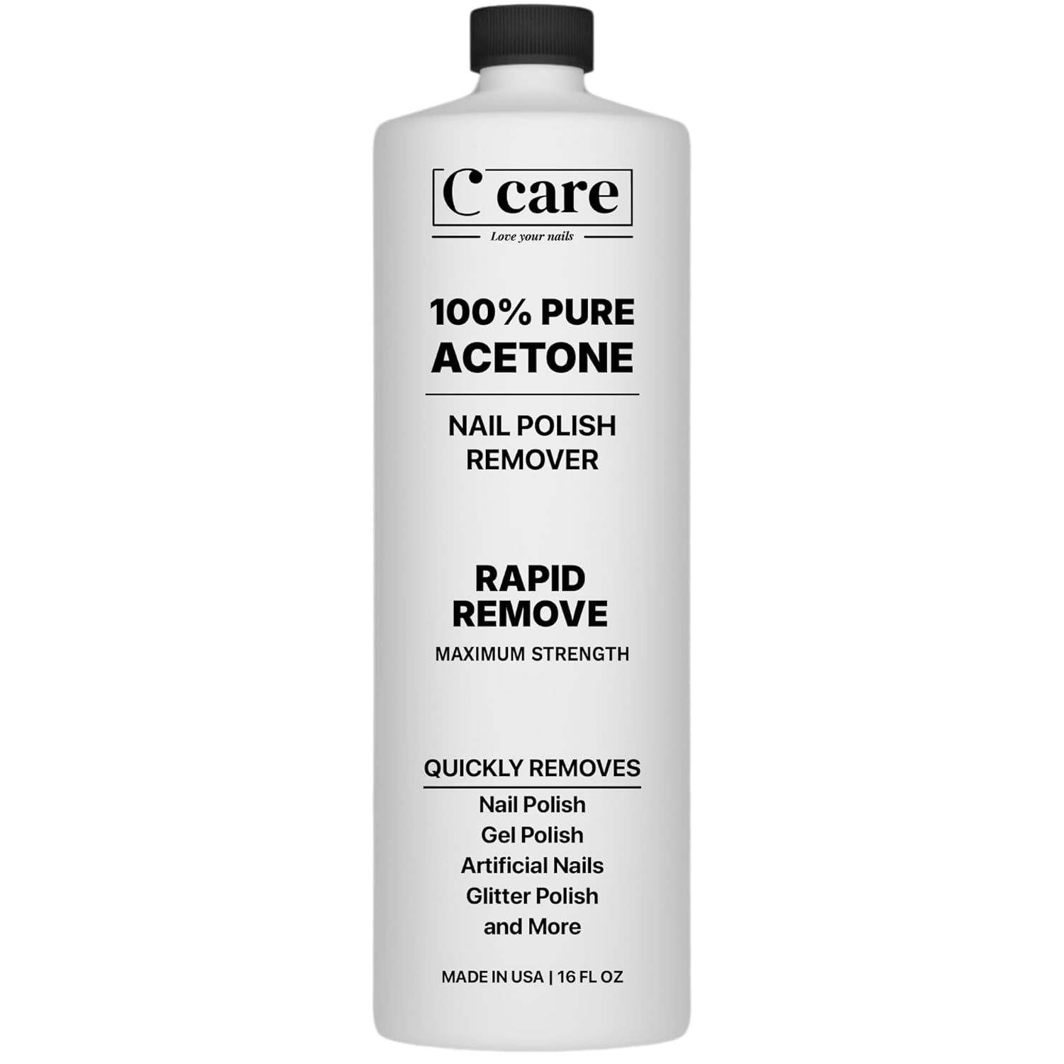 100% Pure Acetone Nail Polish Remover | Professional Quality | Easy to Use | Rapidly Removes Natural, Gel, Acrylic, Shellac, and Glitter Nails | 8 Fl Oz