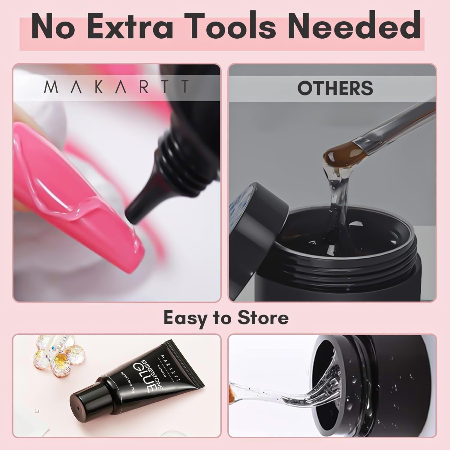 Makartt Nail Rhinestone Glue for Nails: Super Strong Gel Nail Glue for Decorations Nail Charm 3D Nails Bling Gel for Nail Gem Nail Art Jewel Diamonds 30ML Cured Need Beauty