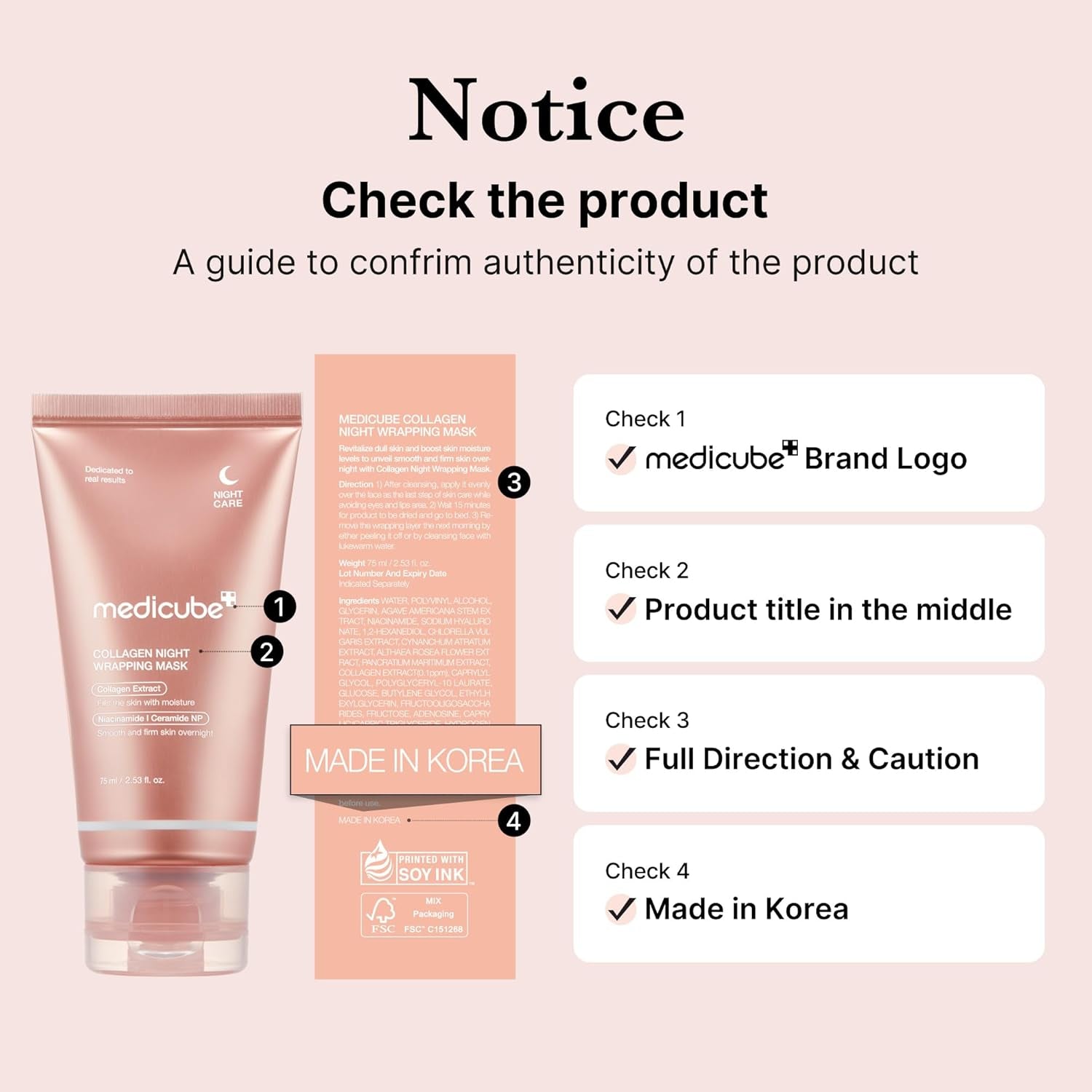 Medicube Collagen Overnight Wrapping Peel off Facial Mask Pack - Elasticity & Hydration Care, Reduces Sagging & Dullness - Hydrolyzed Collagen for Glowing Skin - Korean Skin Care, 2.53 Fl.Oz