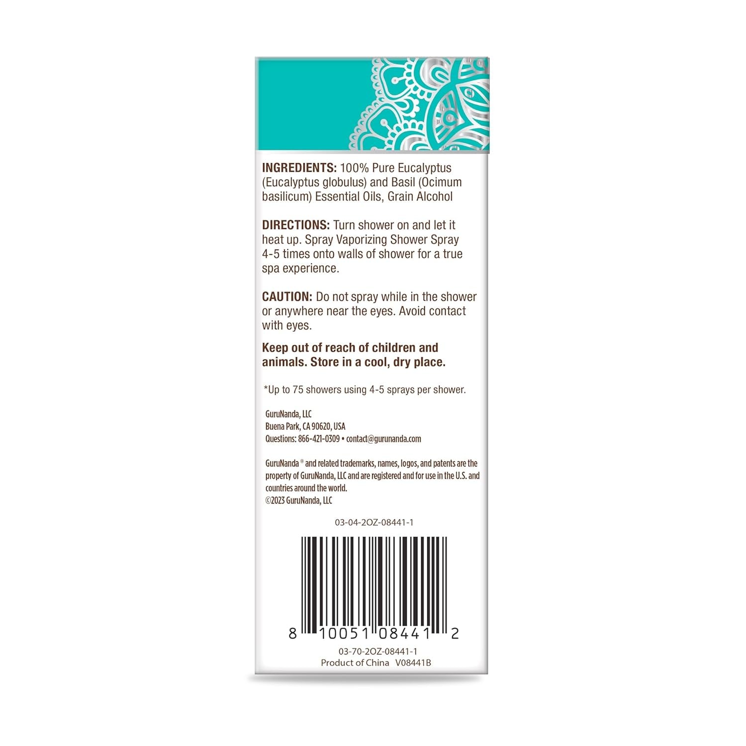 Gurunanda Breathe Vaporizing Shower Spray, Natural Spa Mist & Room Spray with Eucalyptus & Basil for Congestion Aid & Support Mental Clarity, 2 Fl Oz