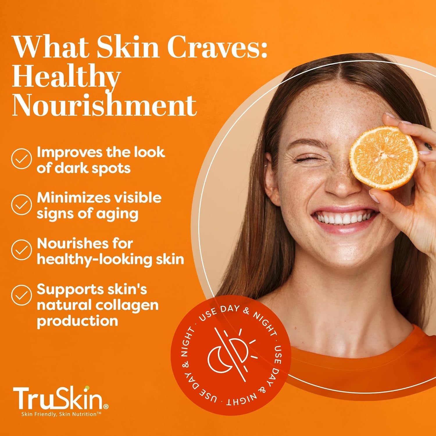 Truskin Vitamin C Serum for Face – anti Aging Formula with Vitamin C, Hyaluronic Acid, Vitamin E – Brightening Serum – Improve Appearance of Dark Spots, Tone, Fine Lines & Wrinkles, 1 Fl Oz