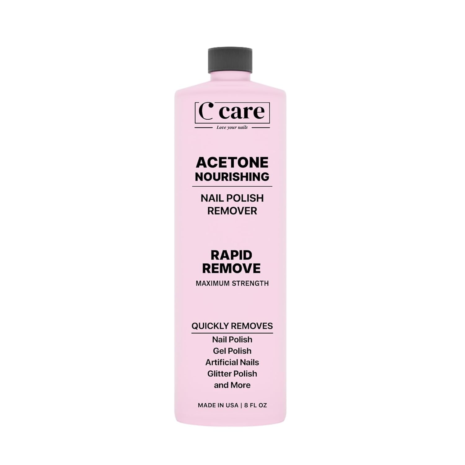 100% Pure Acetone Nail Polish Remover | Professional Quality | Easy to Use | Rapidly Removes Natural, Gel, Acrylic, Shellac, and Glitter Nails | 8 Fl Oz