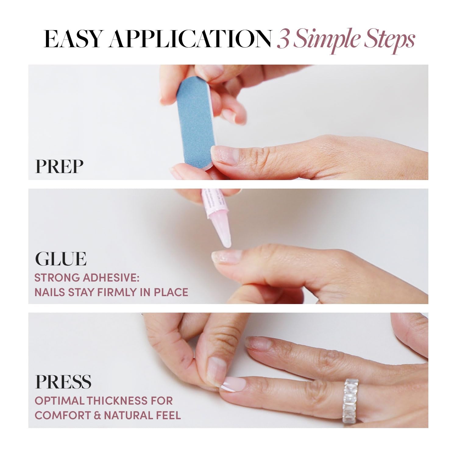 Glamnetic Press on Nails - Cashmere Blue | Opaque Soft Pale Blue Short Squoval False Nails, Reusable Stick on Fake Nails with Glue | Salon Quality | 15 Sizes - 30 Nail Kit