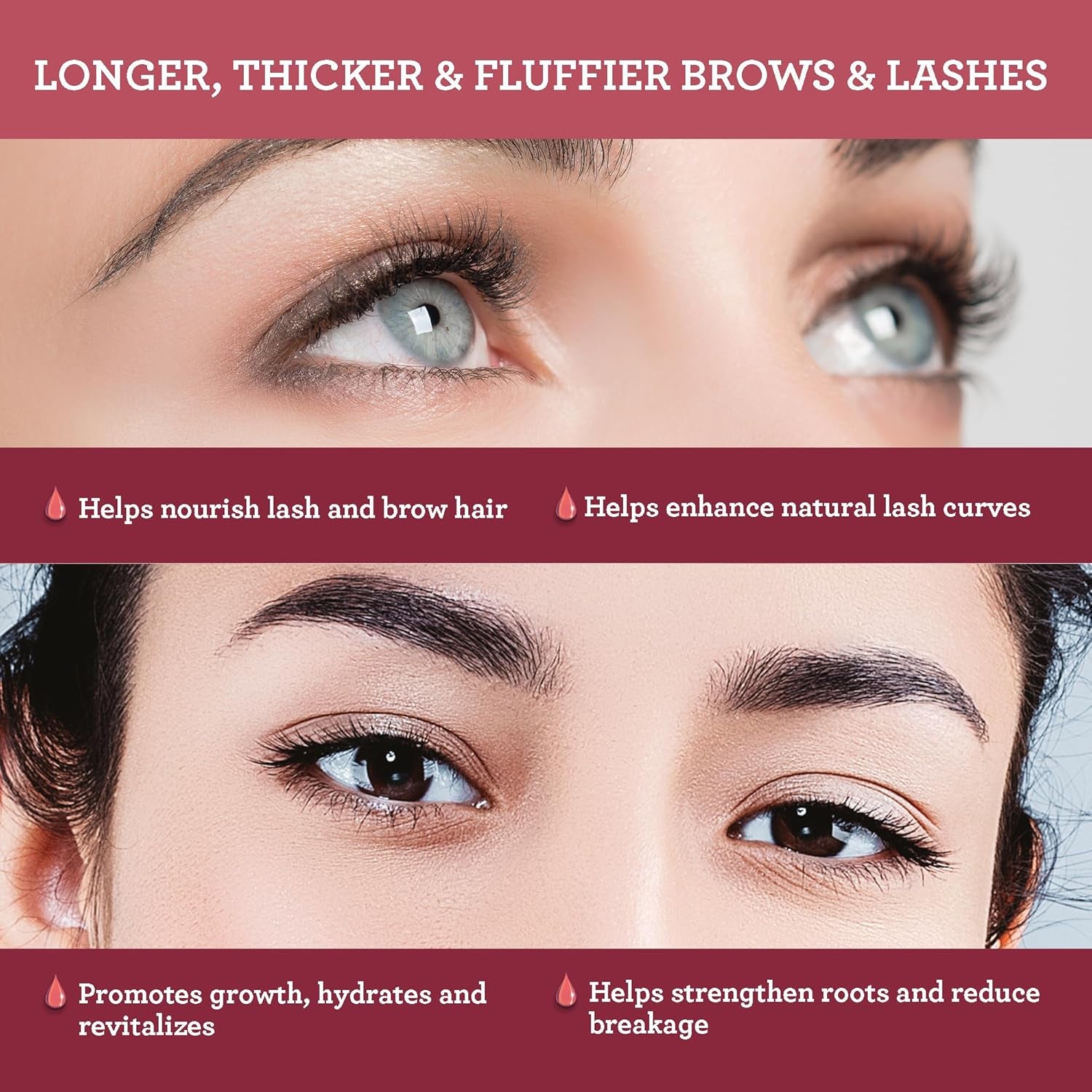 Gurunanda Natural Castor Oil Eyelash Enhance Serum with Rosemary Oil - Brush Applicator & 5 Pipettes, Helps Natural Hair Growth for Eyebrows & Beards, 2 Fl Oz