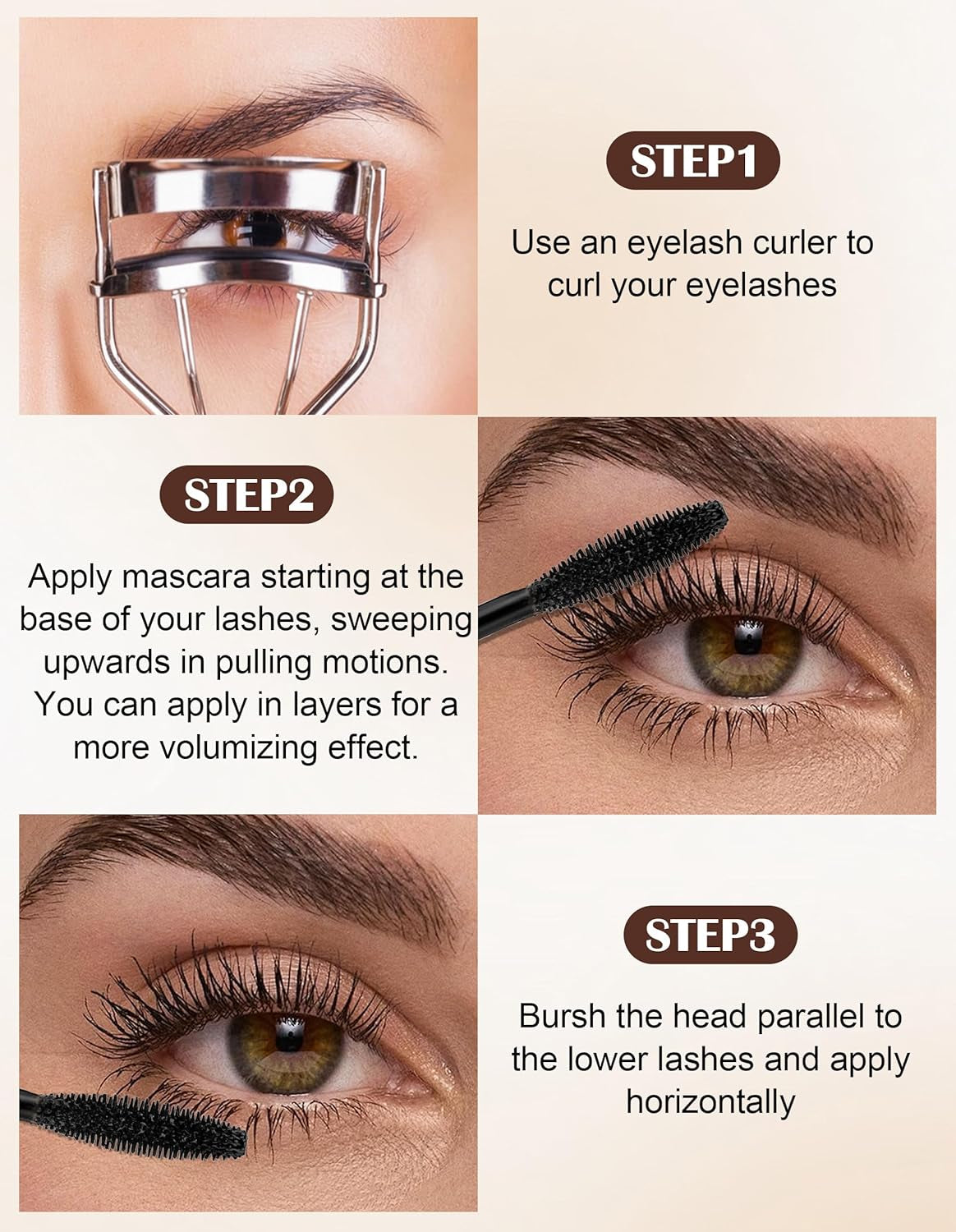 2PCS Mascara for Older Women 60 Plus, Mascara Volume and Length for Mature Women, Hypoallergenic, Sensitive Eyes, No Clumps, Long-Wearing, Waterproof Long Lasting 01
