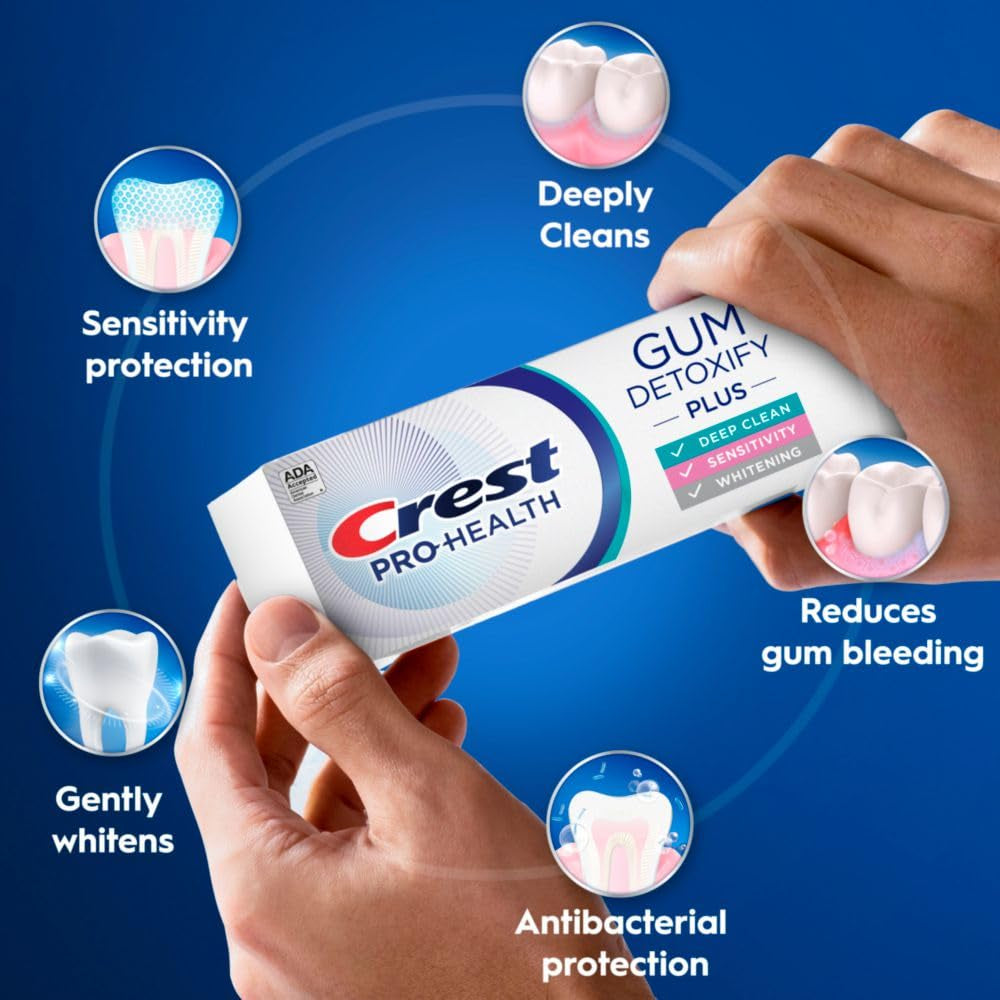Crest Pro-Health Gum Detoxify plus Toothpaste 4.5 Oz Pack of 3 - Antibacterial Fluoride Toothpaste, Sensitivity Protection, Whitens Teeth, Anticavity, Plaque Control