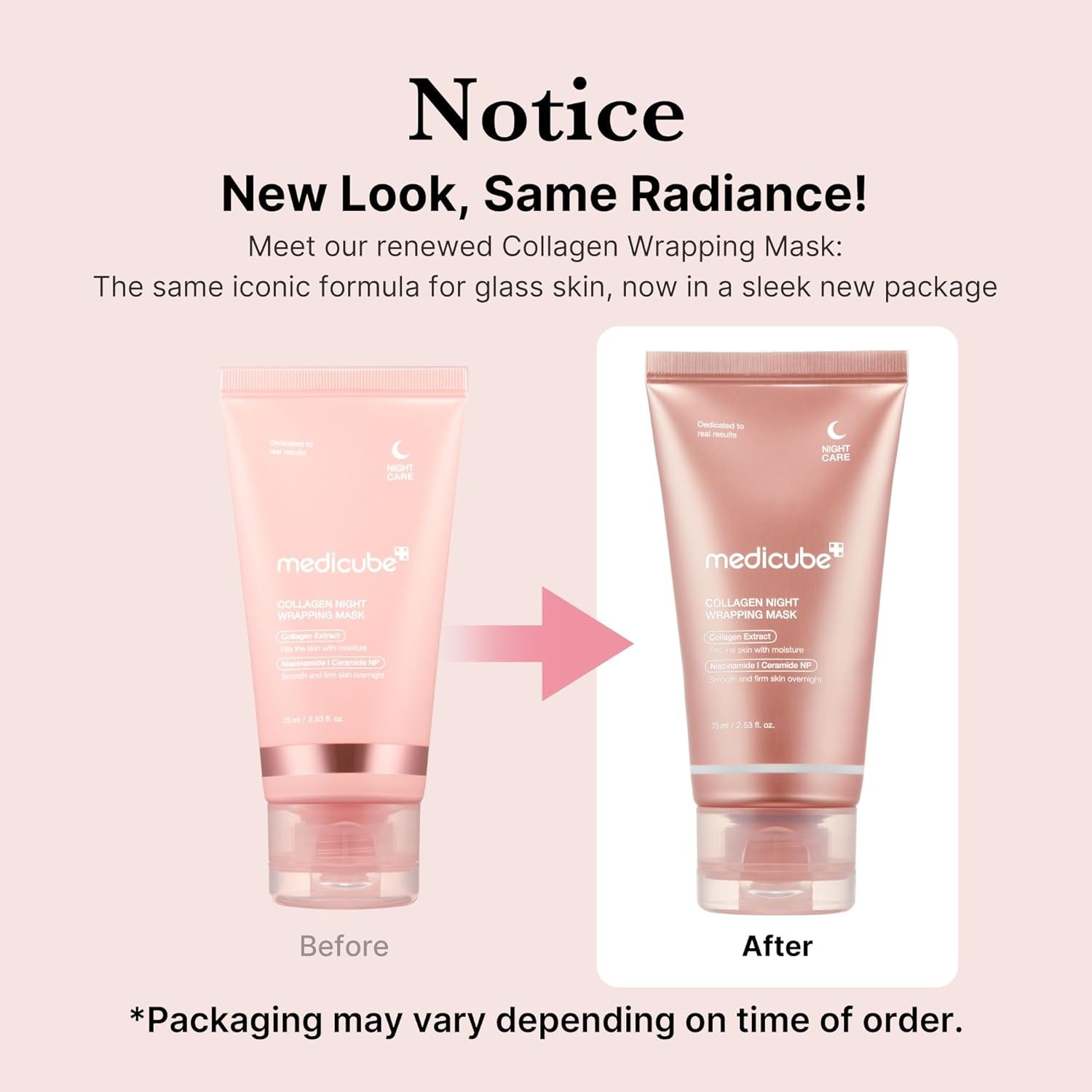 Medicube Collagen Overnight Wrapping Peel off Facial Mask Pack - Elasticity & Hydration Care, Reduces Sagging & Dullness - Hydrolyzed Collagen for Glowing Skin - Korean Skin Care, 2.53 Fl.Oz