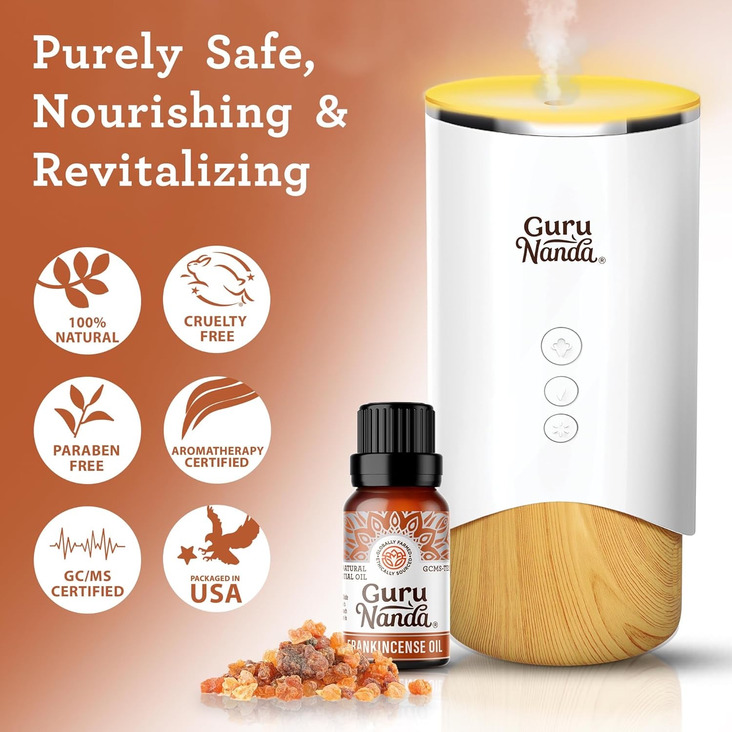 Gurunanda Frankincense Essential Oil (0.5 Fl Oz) - 100% Pure, Natural and Undiluted Diffuser Oil for Aromatherapy, Massages & DIY Recpies - Supports Join Health & Promotes Radiant Skin