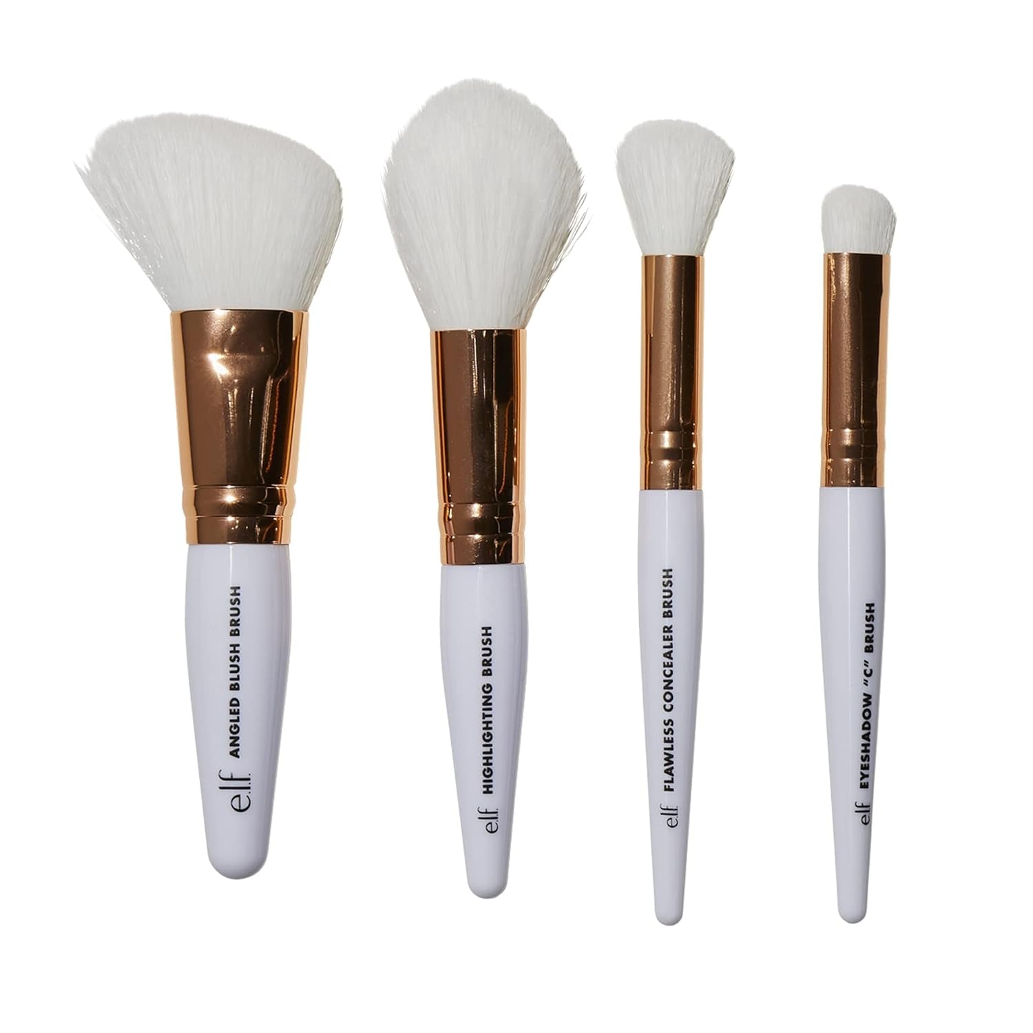 E.L.F. Rose Gold Travel Brush Kit, on the Go, Flawless, Versatile, Soft, Synethic, Conceals, Blends, Highlights, Shades, Contours, Sculpts, Defines, Includes Brushes for Concealer, 1 Oz, 4 Count