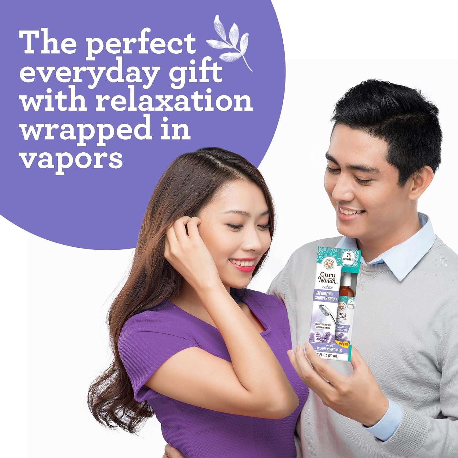 Gurunanda Relax Vaporizing Shower Spray, Natural Spa Mist & Room Spray with Lavender & Eucalyptus to Help with Stress Relief & Congestion Aid, 2 Fl Oz
