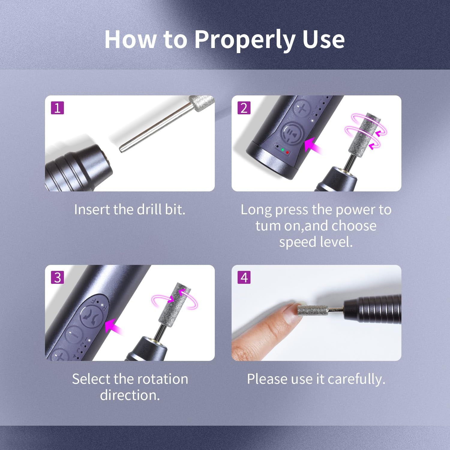 JODSONE Controllable Speed Portable Nail Drill Professional Electric 30000RPM Home Salon Polishing Manicure Nail Drill