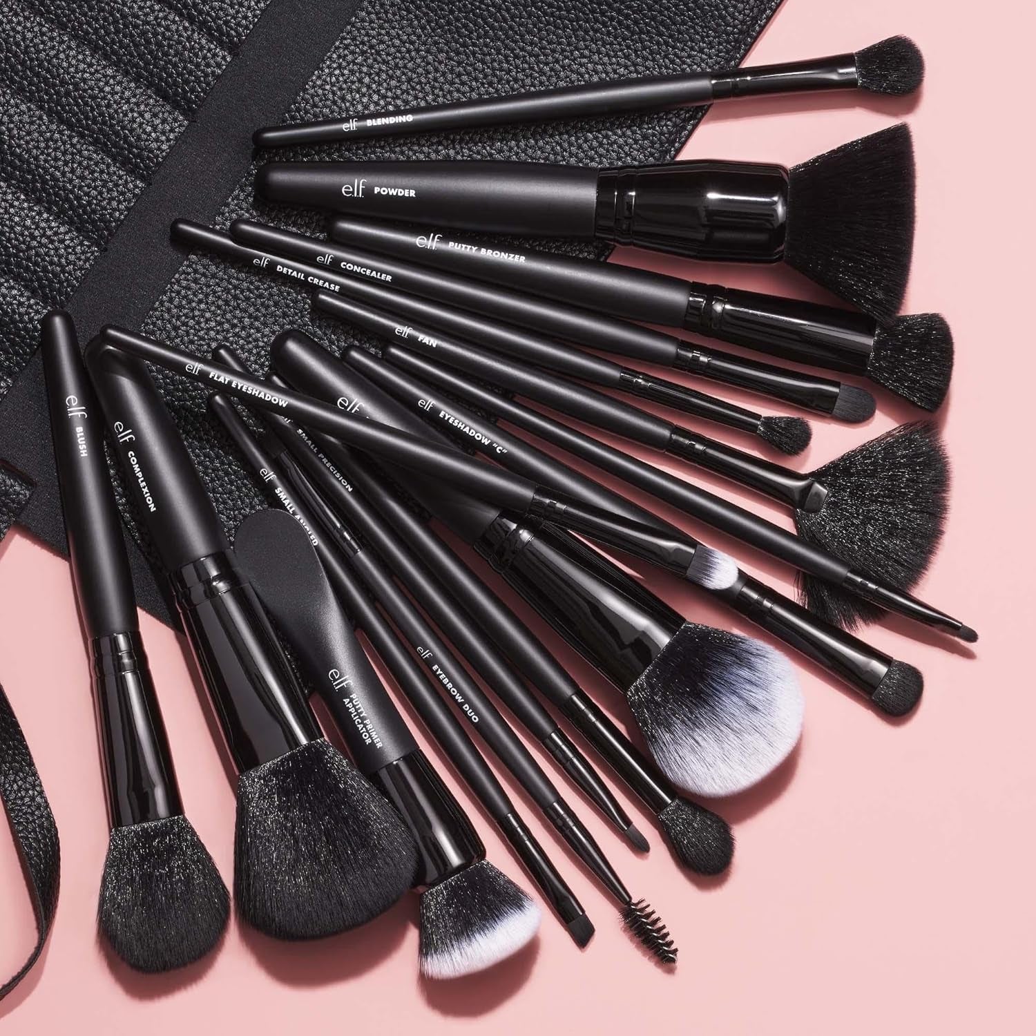 E.L.F. Ultimate Makeup Brush Set & Travel Roll, 17-Piece Brush Kit, Brushes for Eyeshadow, Foundation, Powder, Concealer & More, Vegan & Cruelty-Free