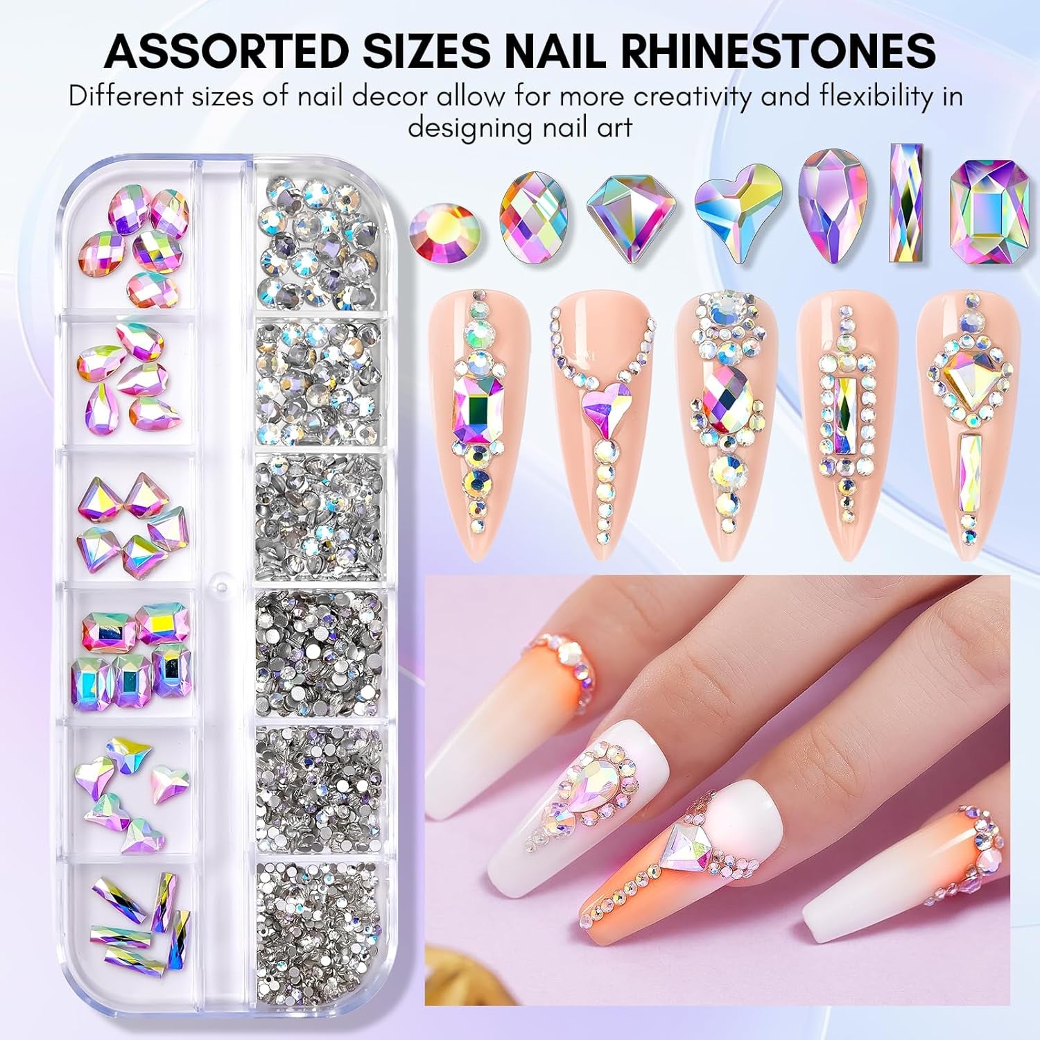 Makartt Nail Rhinestone Glue Kit 15Ml, Gel Glue with AB Crystals, 3D Nail Art Flowers, Pearls, Dual-End Brush & Tweezer, Acrylic Nail Supplies for DIY & Nail Techs
