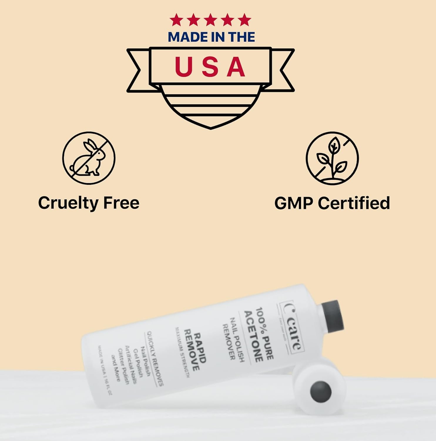 100% Pure Acetone Nail Polish Remover | Professional Quality | Easy to Use | Rapidly Removes Natural, Gel, Acrylic, Shellac, and Glitter Nails | 8 Fl Oz