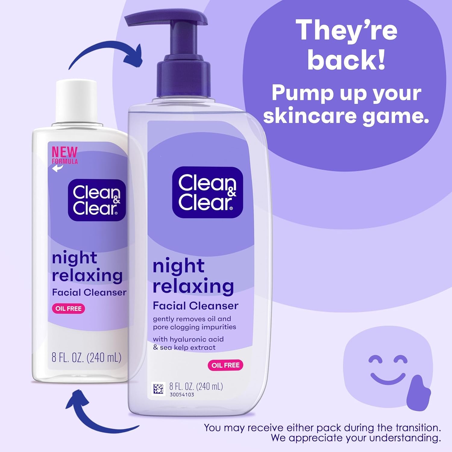 Clean & Clear 2-Pack Day & Night Daily Face Cleansers, Morning Burst Hydrating Facial Cleanser & Night Relaxing Deep Cleansing Face Wash, Oil-Free & Won&