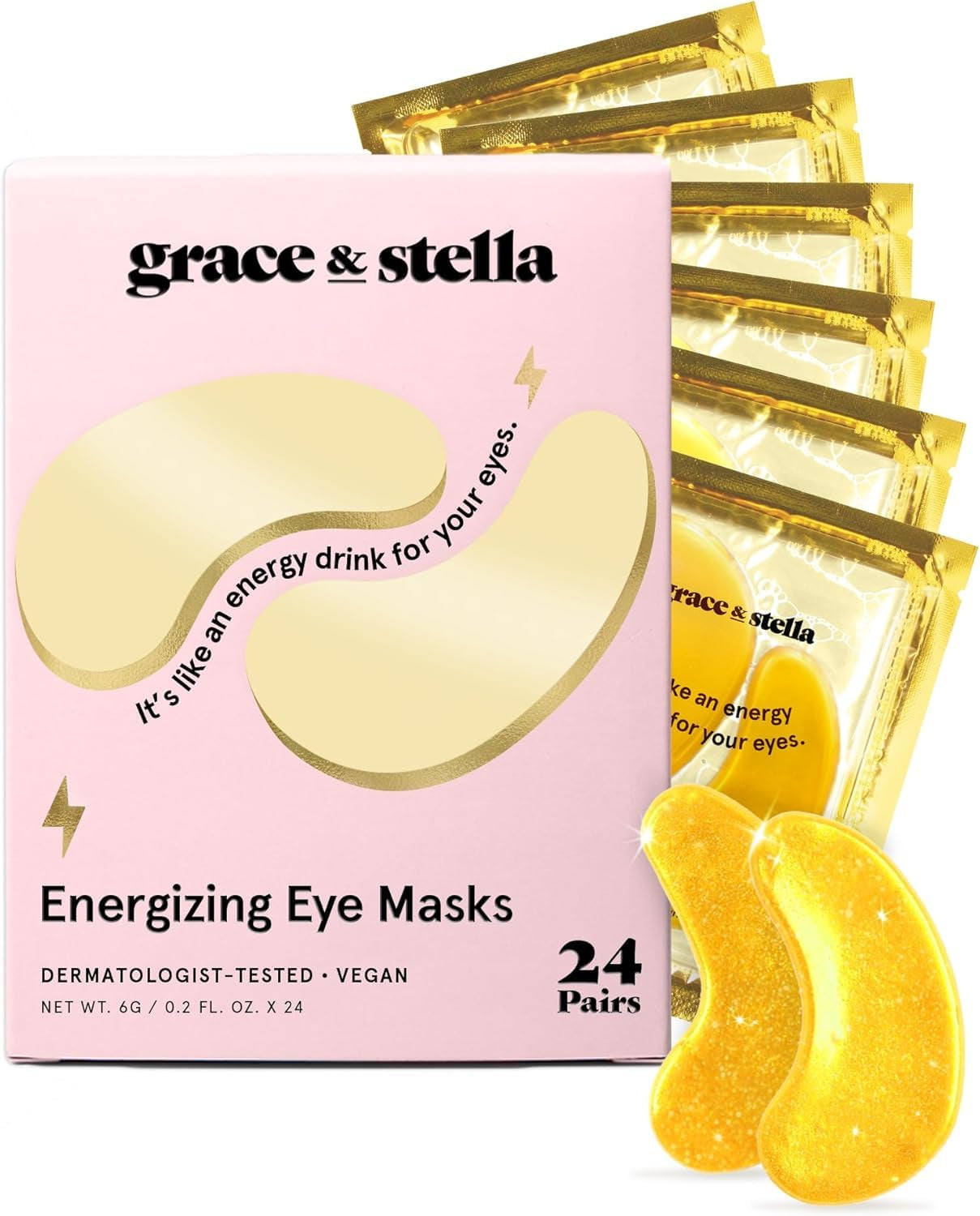 Grace & Stella under Eye Mask - Gifts for Women - Travel Essentials - Reduce Dark Circles, Puffy Eyes, Undereye Bags, Wrinkles - Gel under Eye Patches for Bridesmaid - Vegan Self Care (24 Pairs, Gold)