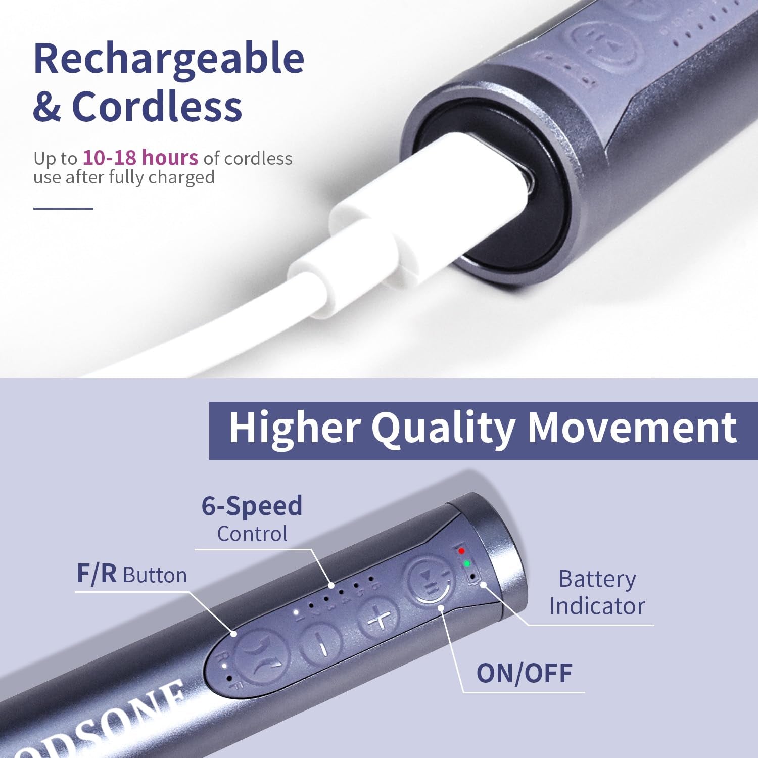 JODSONE Controllable Speed Portable Nail Drill Professional Electric 30000RPM Home Salon Polishing Manicure Nail Drill