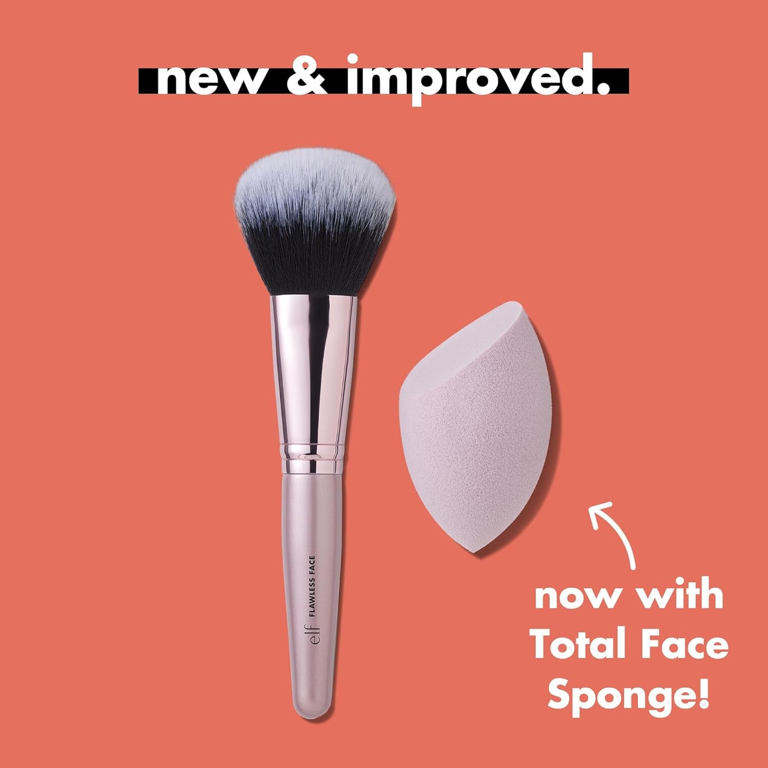 E.L.F. Complexion Brush & Sponge Duo, 2-Step Face Sponge & Makeup Brush Kit for Creating a Flawless Complexion, Vegan & Cruelty-Free