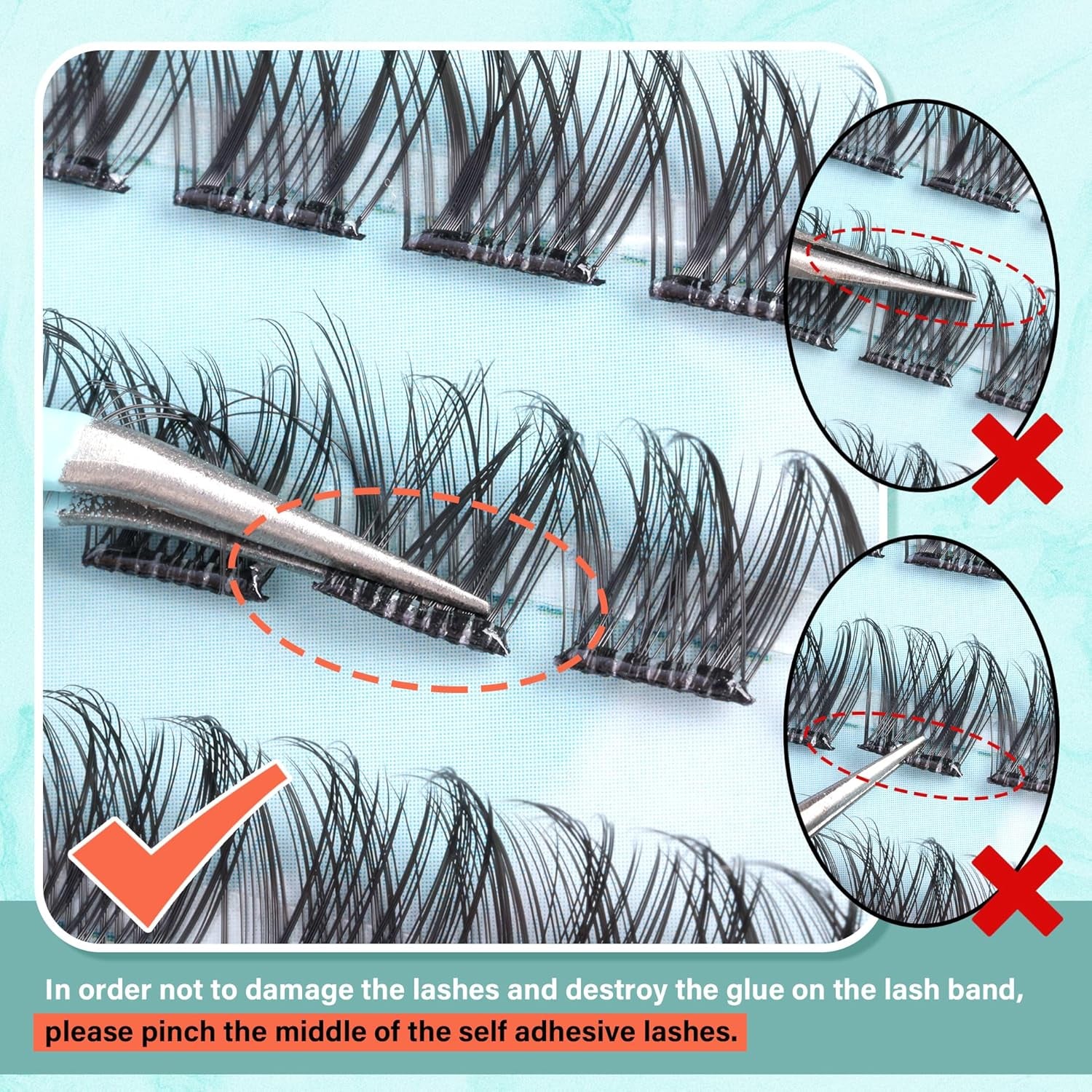 Self Adhesive Lash Clusters Natural Self Adhesive Eyelashes Glueless Lashes Cat Eye Pre Glued Lashes Reusable Wispy Cluster Lashes No Glue Needed Fluffy Self Adhesive Lashes 10-16MM by Zegaine