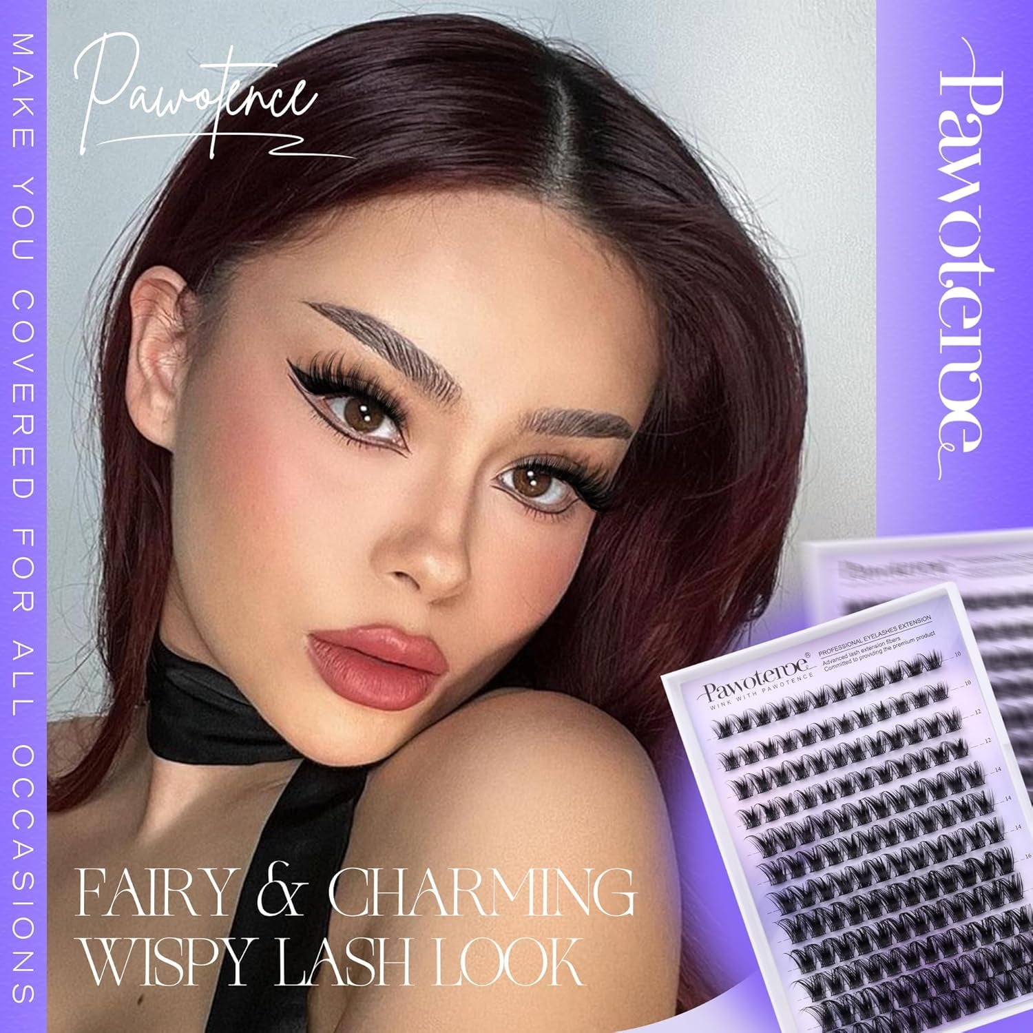 Pawotence Lash Clusters Wispy Cluster Eyelash Extensions 10-18Mm Individual Lashes D Curl Cluster Lashes Extension DIY Soft Comfortable Eyelash Clusters with Thin Band