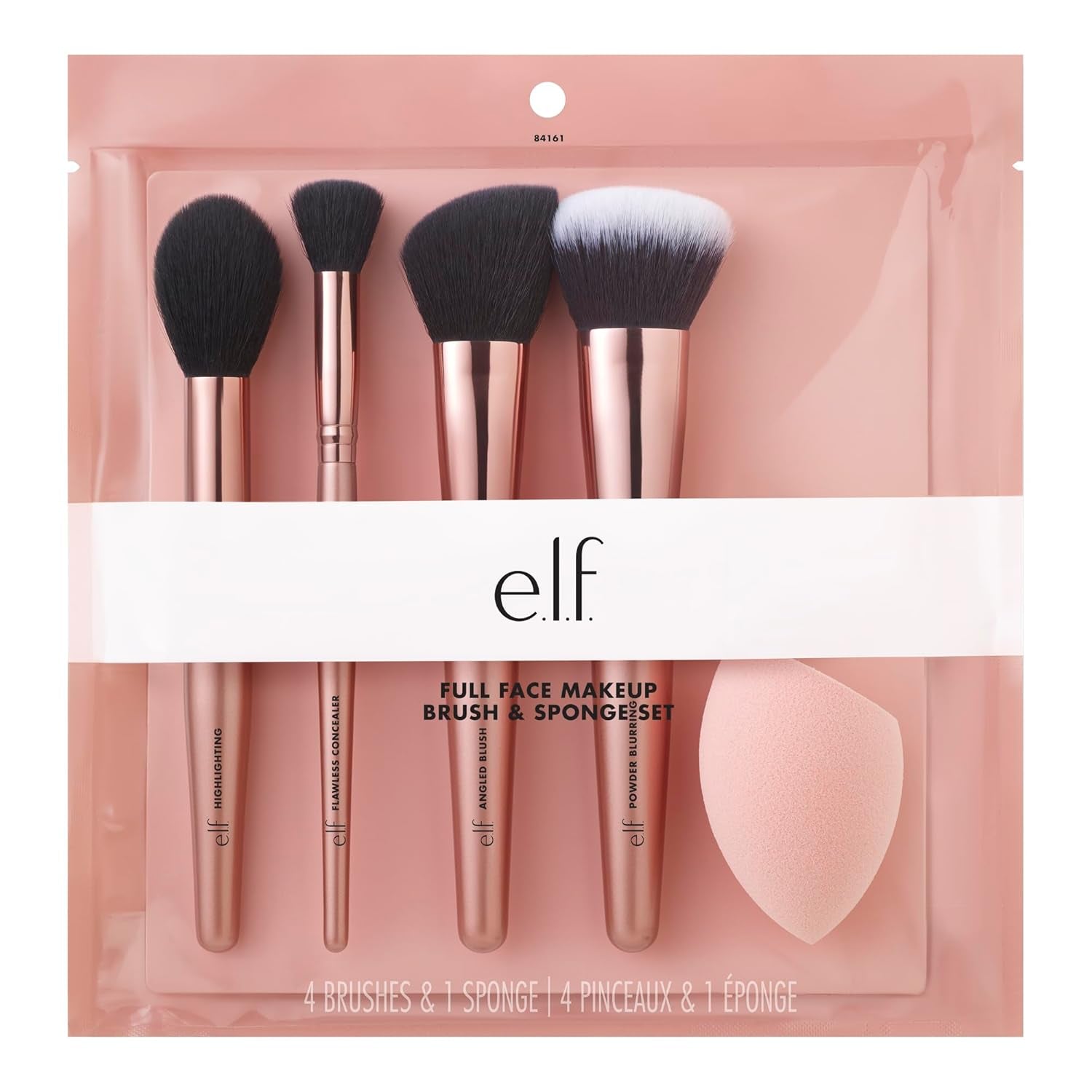 E.L.F. Complexion Essentials Brush & Sponge Set, Concealer, Powder, Blush & Highlighter Brushes & Total Face Sponge, Vegan & Cruelty-Free