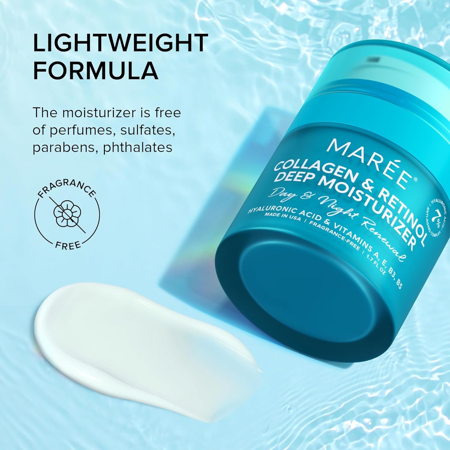 MAREE Face Moisturizer Retinol Cream for Face - Wrinkle Cream for Women - Facial Moisturizer with Collagen - Crema Hidratante Para La Cara for Skin Tightening