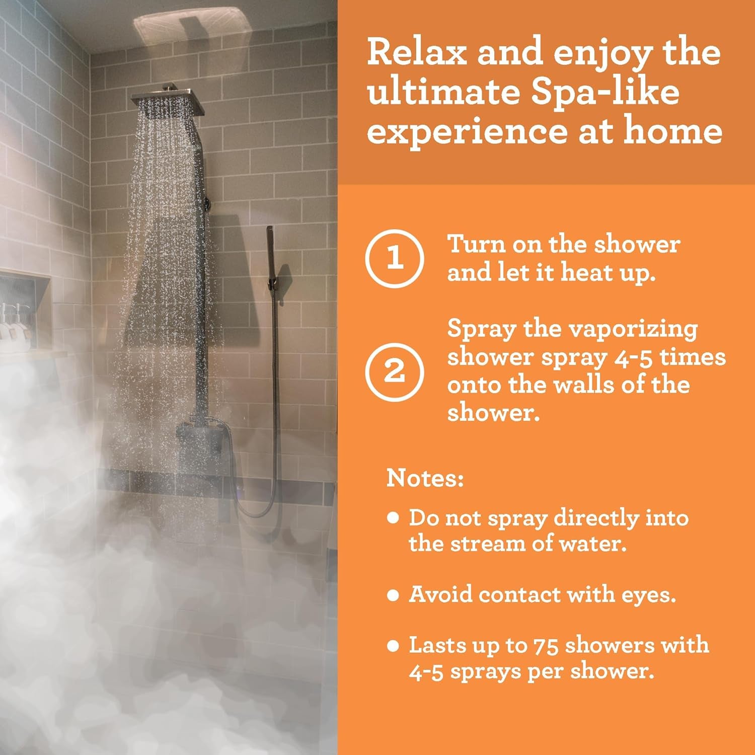 Gurunanda Uplift Vaporizing Shower Spray, Natural Spa Mist & Room Spray with Orange & Eucalyptus to Help in Mood Enhancement & Congestion Aid, 2 Fl Oz