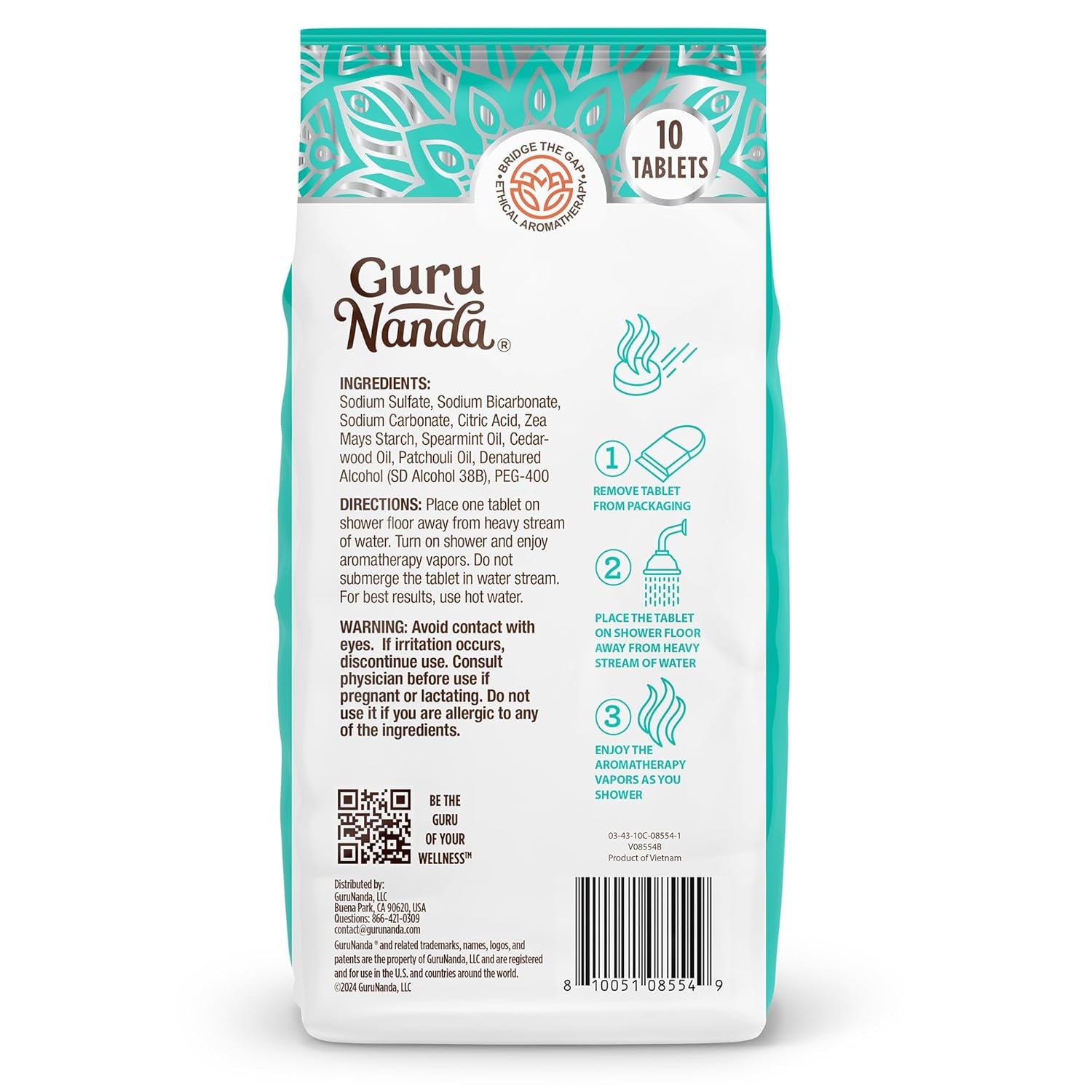 Gurunanda Tranquility Shower Steamers for Aromatherapy 10 Pack, Relaxation Gifts for Women & Men, Essential Oils, Stress Relief, Home Spa & Self Care