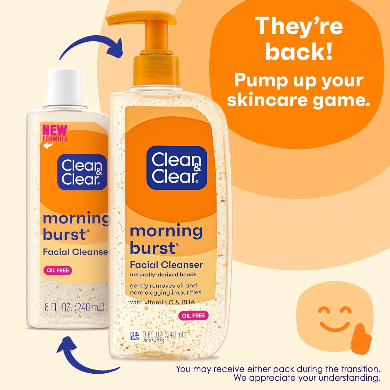 Clean & Clear 2-Pack Oil-Free Facial Cleansers with Citrus Scent, Morning Burst and Night Relaxing, 16 Oz
