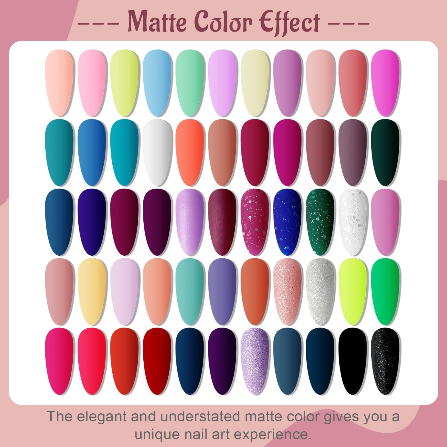 JODSONE Gel Nail Polish Kit 60 PCS with U V Light Soak off Base Top Coat 55 Shine Colors Gel Nail Kit Bright and Dark Brown Wine Red Series Manicure Set for Women and Girls