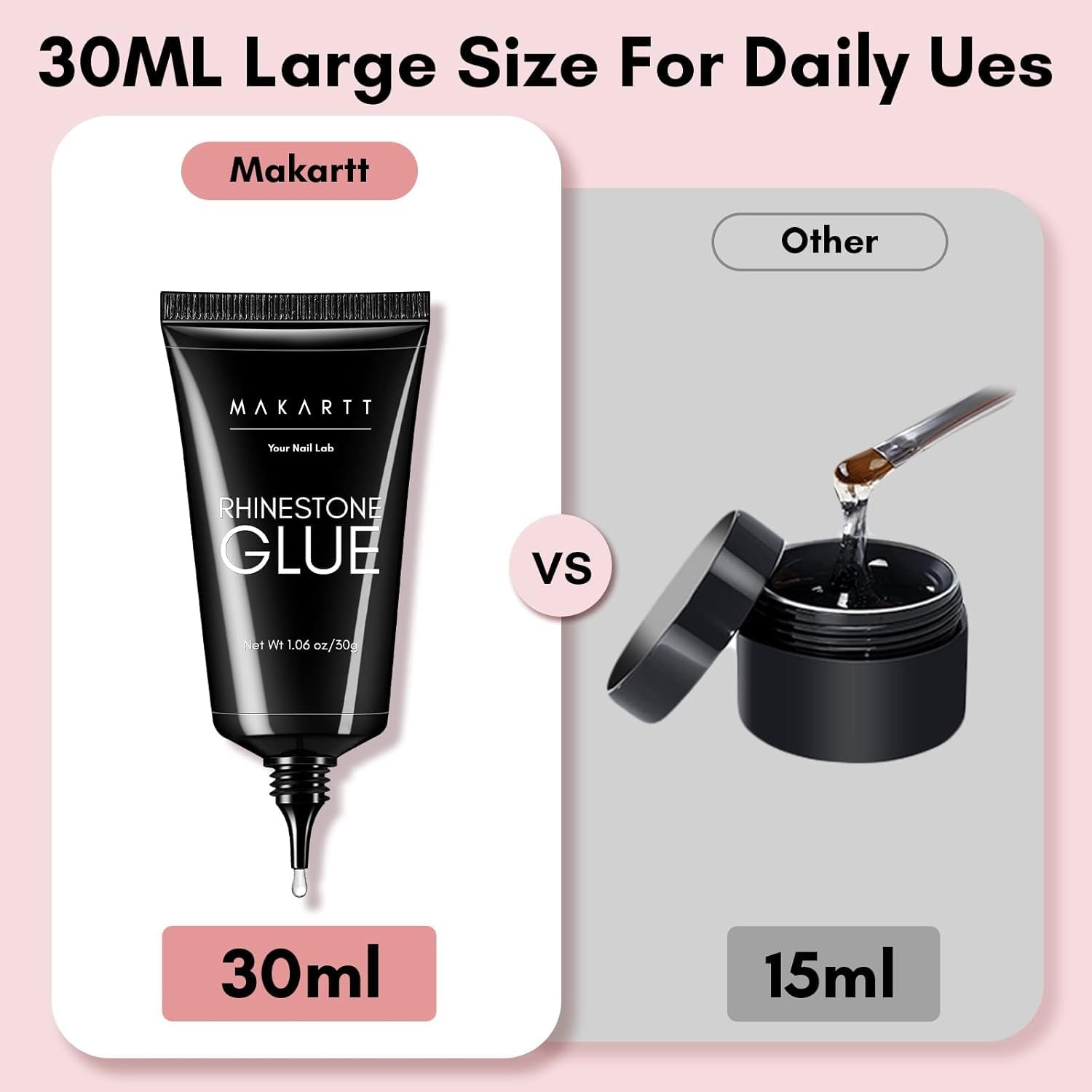 Makartt Nail Rhinestone Glue for Nails: Super Strong Gel Nail Glue for Decorations Nail Charm 3D Nails Bling Gel for Nail Gem Nail Art Jewel Diamonds 30ML Cured Need Beauty