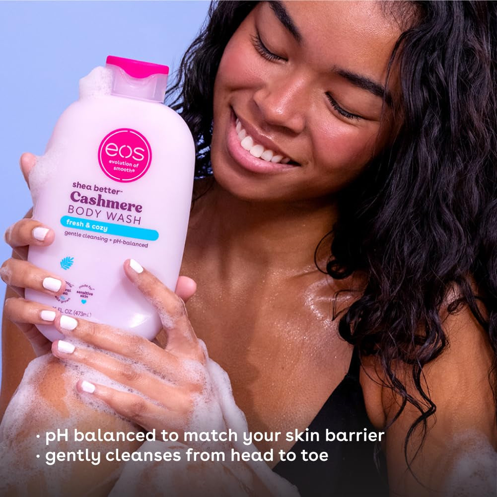 Eos Shea Better Cashmere Body Wash, Fresh & Cozy, Moisturizing and Nourishing, Ph Balanced Creamy Gel Formula, Paraben & Phthalate Free, Sensitive Skin,16 Fl Oz