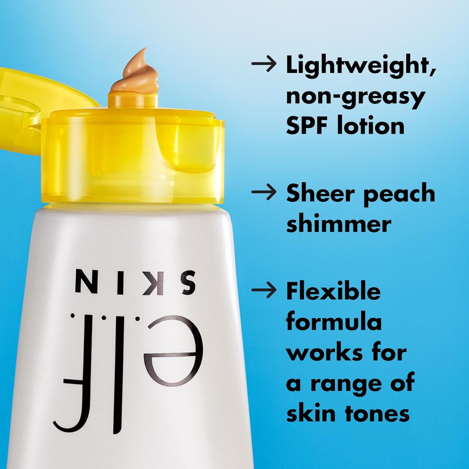 E.L.F. SKIN Suntouchable Whoa Glow SPF 30, Sunscreen & Makeup Primer for a Glowy Finish, Made with Hyaluronic Acid, Vegan & Cruelty-Free, Packaging May Vary, Sunbeam