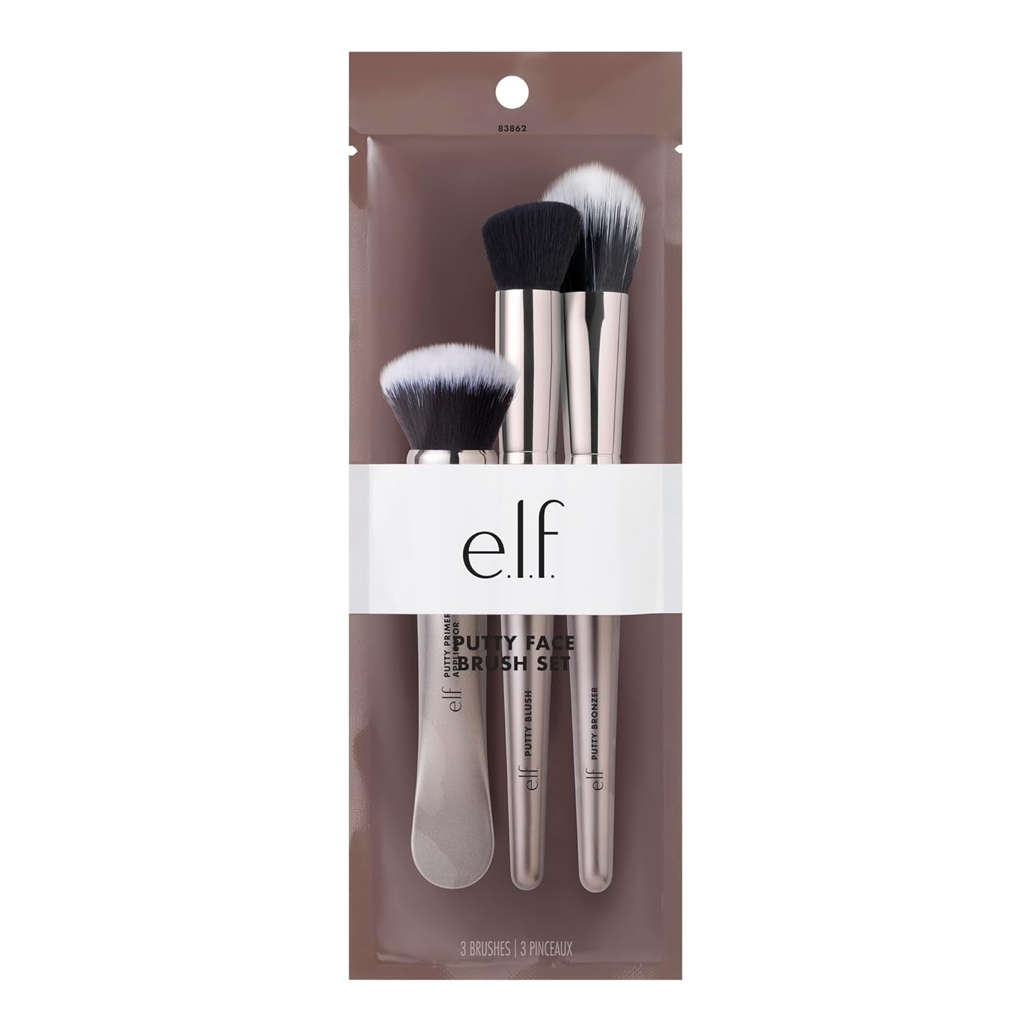 E.L.F. Putty Tools Trio, Set of 3 Face Makeup Brushes for Putty Products, Helps You Easily Blend Putty Primer, Blush & Bronzer, Vegan & Cruelty-Free