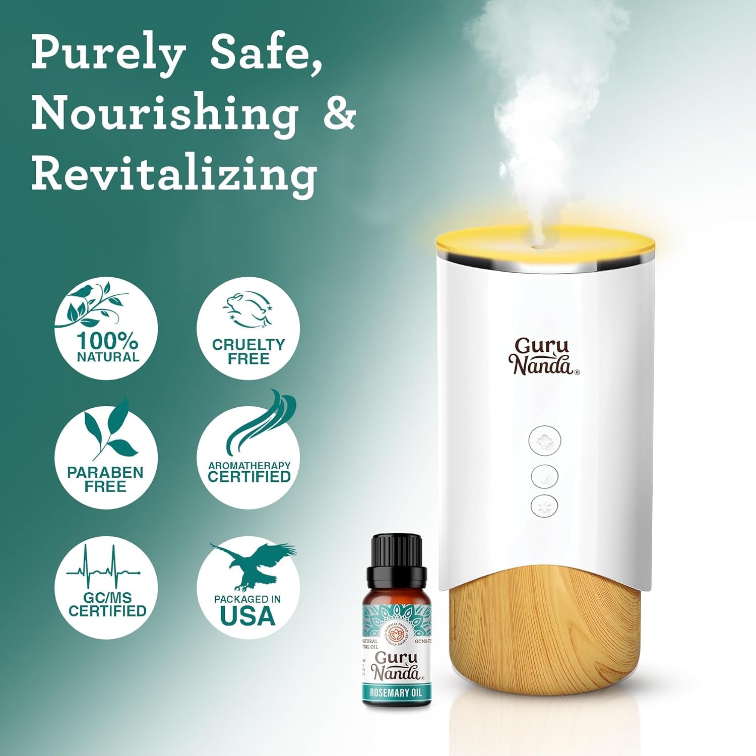Gurunanda Rosemary Essential Oil - 100% Pure & Natural, Undiluted, Non-Gmo - for Hair, Skin & Aromatherapy Diffuser - 15ML