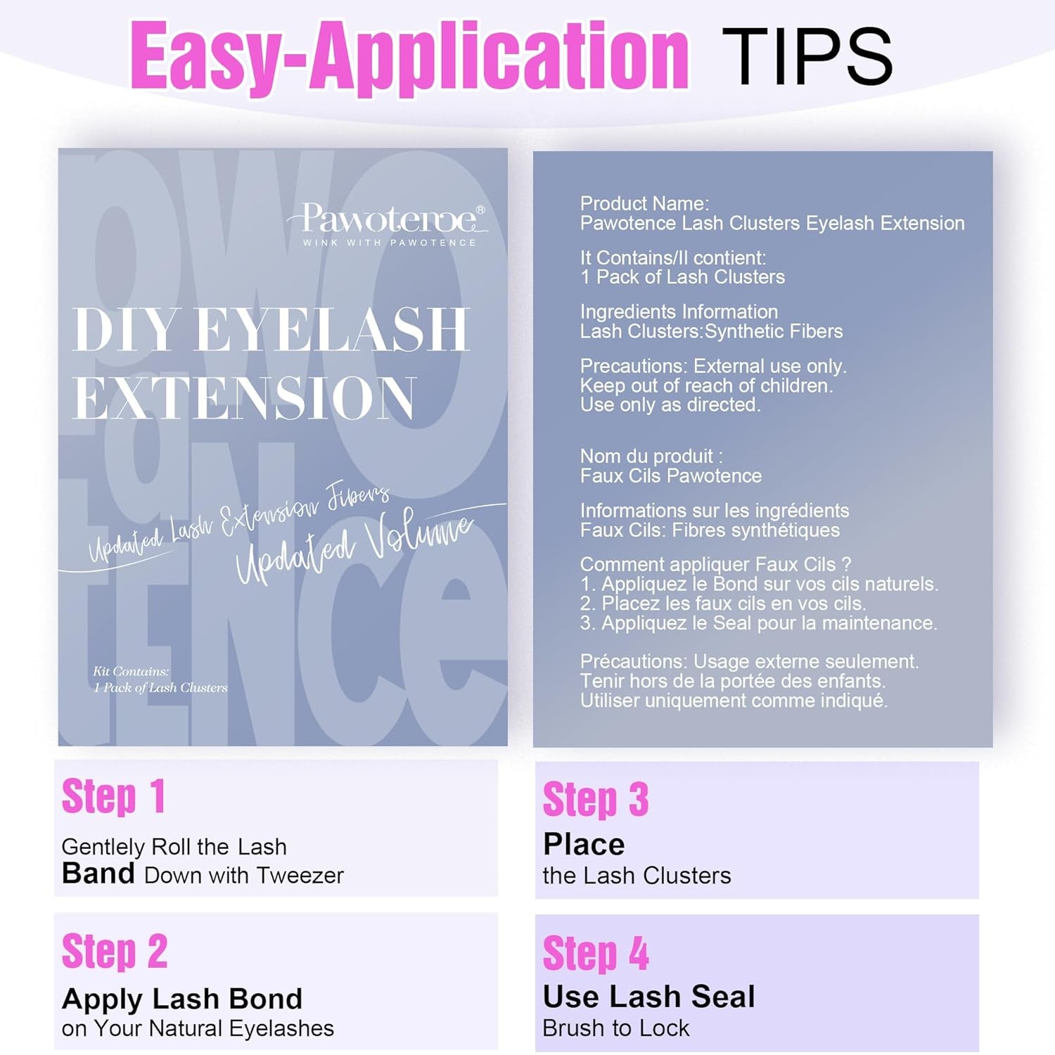 Pawotence Lash Clusters Wispy Cluster Eyelash Extensions 10-18Mm Individual Lashes D Curl Cluster Lashes Extension DIY Soft Comfortable Eyelash Clusters with Thin Band