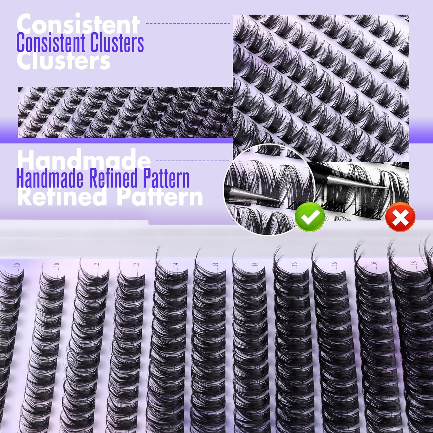 Pawotence Lash Clusters Wispy Cluster Eyelash Extensions 10-18Mm Individual Lashes D Curl Cluster Lashes Extension DIY Soft Comfortable Eyelash Clusters with Thin Band
