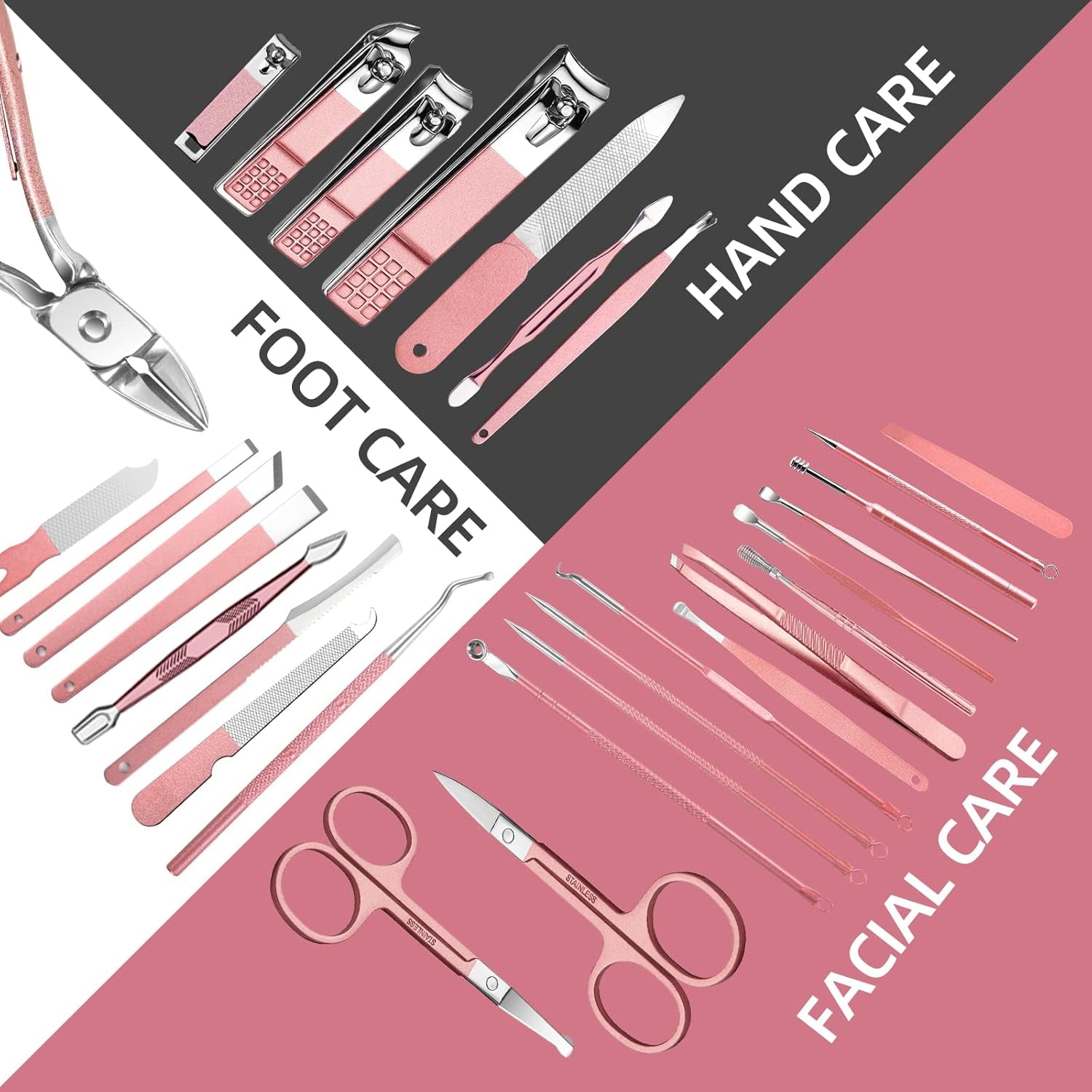Manicure Set 30 in 1 Nail Clipper Set, REDFLOW Nail Clippers, Fingernail & Toenail Clippers, Manicure Tools, Pedicure Tools, Suitable for Travel Manicure Kit, Nail Set Kit with Everything Profe