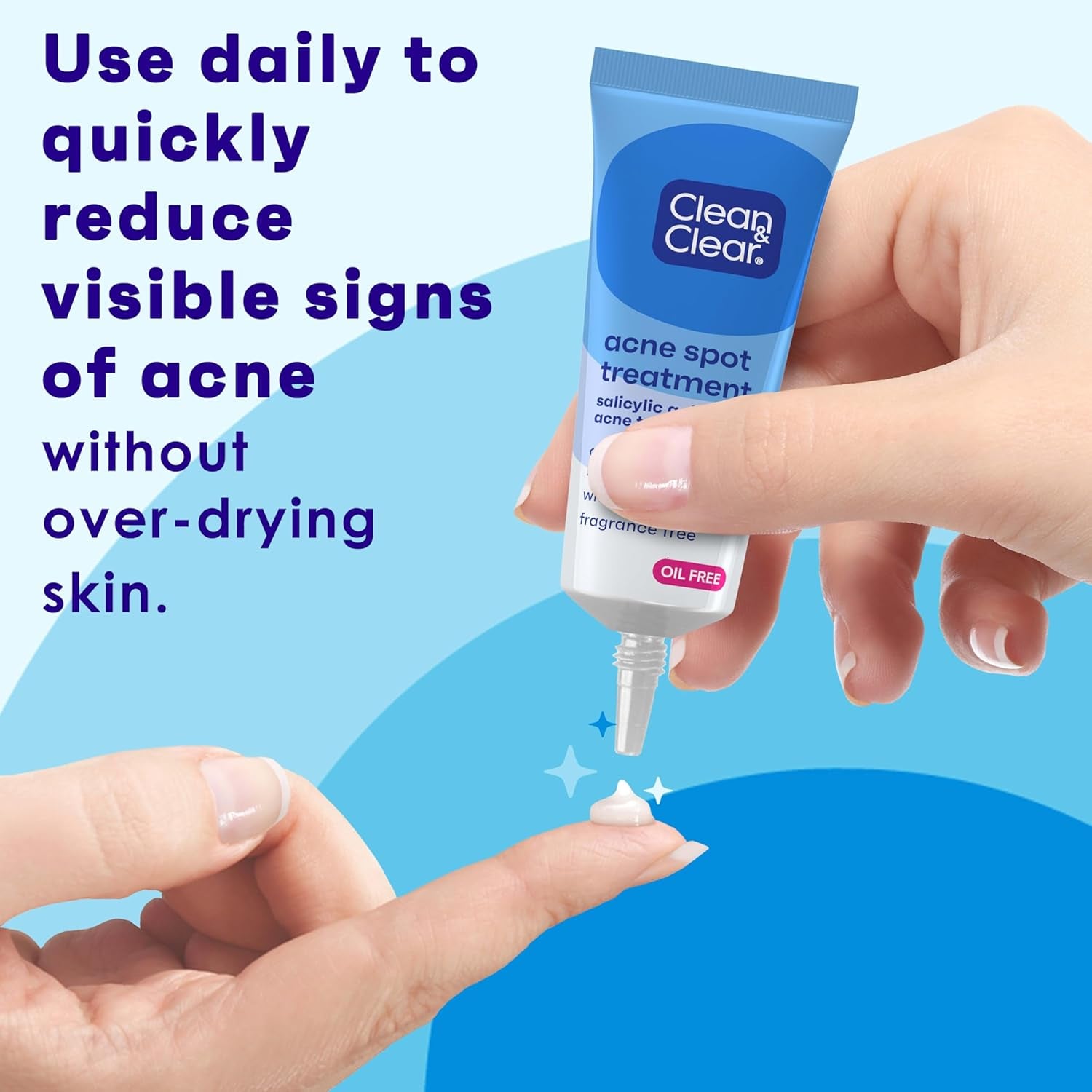 Clean & Clear Acne Spot Treatment Gel Cream with 2% Salicylic Acid, Oil-Free Topical Acne Treatment with Witch Hazel for Clinically Proven Results in 1 Day, Fragrance Free, 0.75 Fl. Oz