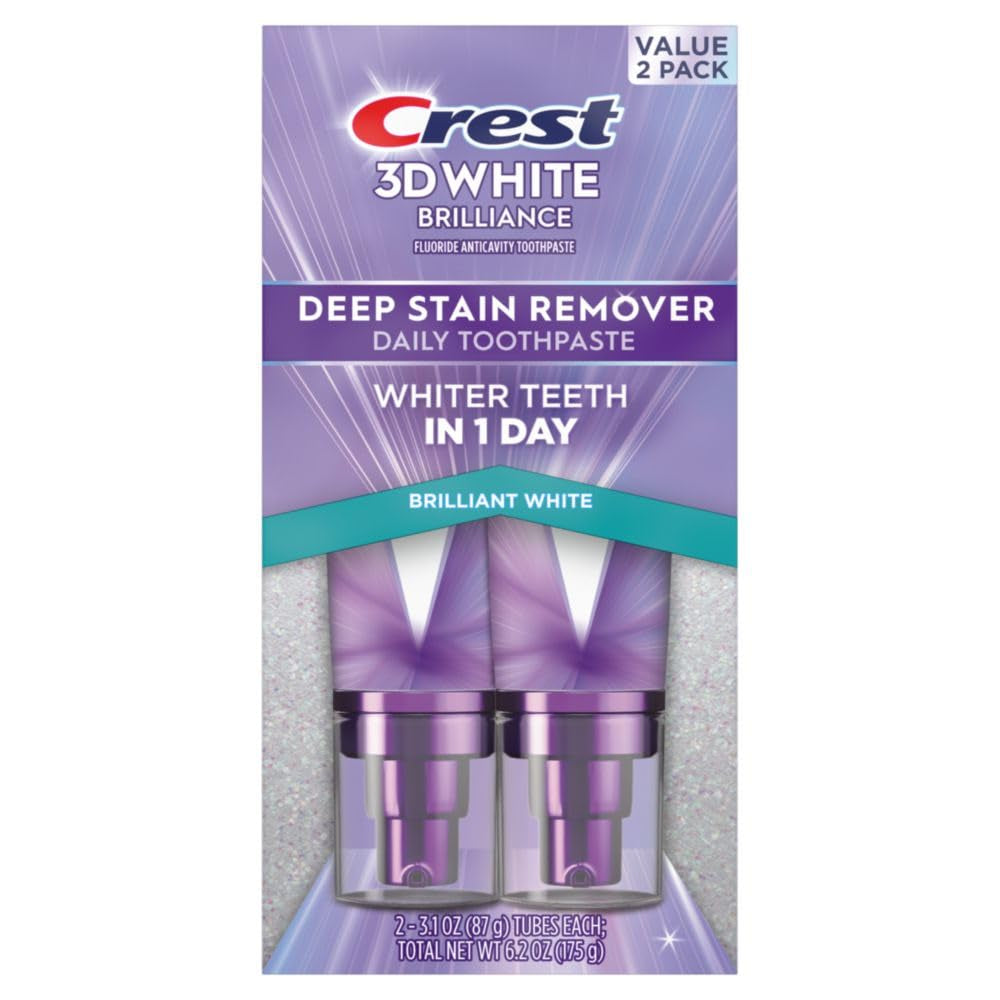 Crest 3Dwhite Brilliance Deep Stain Remover Brilliant White Toothpaste - 3.1Oz/2Pk