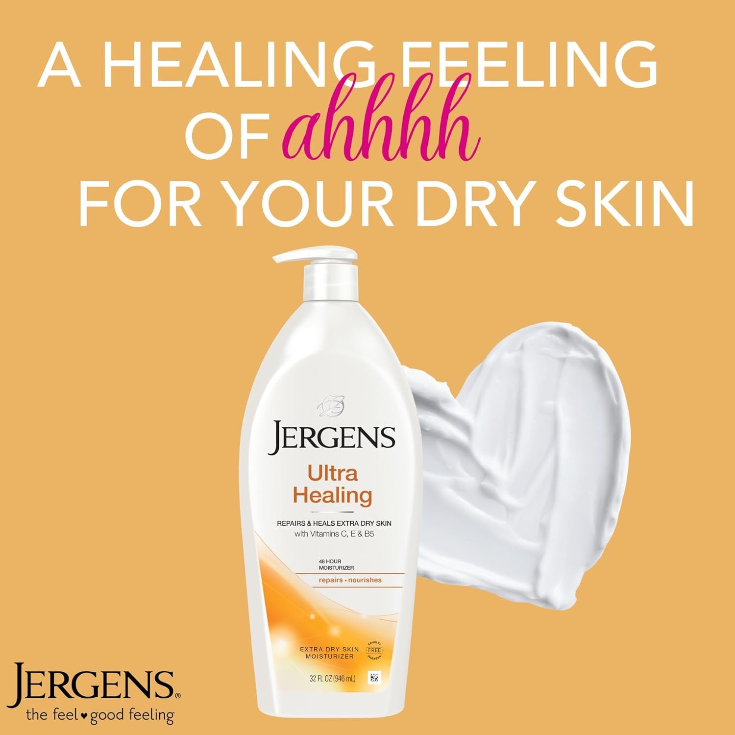 Jergens Ultra Healing Dry Skin Moisturizer, Body and Hand Lotion for Dry Skin, for Quick Absorption into Extra Dry Skin, with HYDRALUCENCE Blend, Vitamins C, E, and B5, 32 Ounce