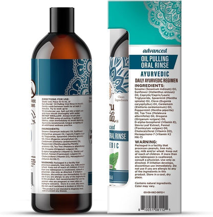 Gurunanda Advanced Oil Pulling Mouthwash for Enhanced Oral Care with Sesame &amp; Oregano Oil, Promotes Deep Cleaning for Healthy Teeth &amp; Gums, Alcohol-Free, 8 Oz