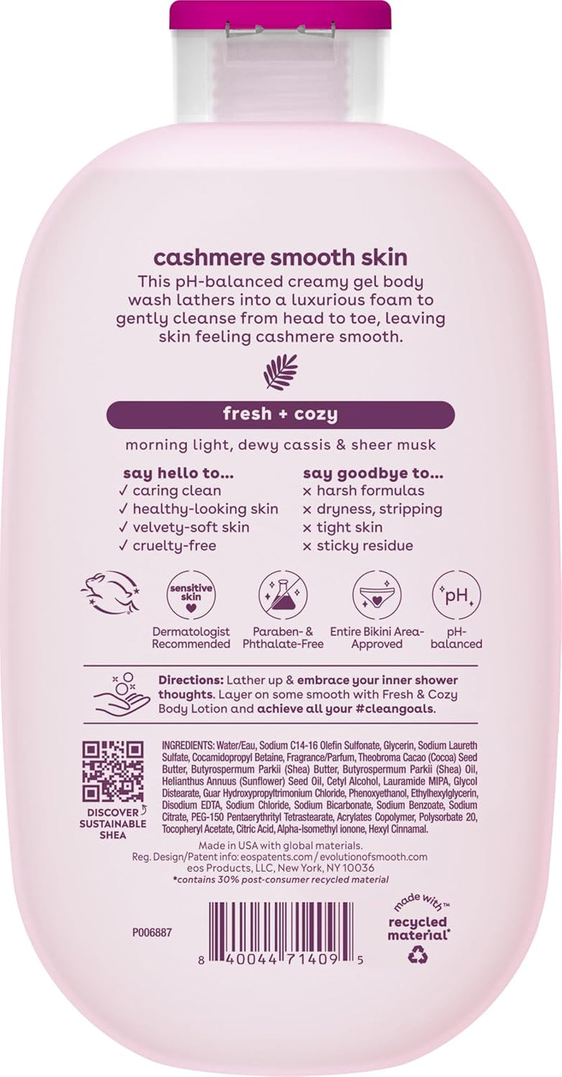 Eos Shea Better Cashmere Body Wash, Fresh &amp; Cozy, Moisturizing and Nourishing, Ph Balanced Creamy Gel Formula, Paraben &amp; Phthalate Free, Sensitive Skin,16 Fl Oz